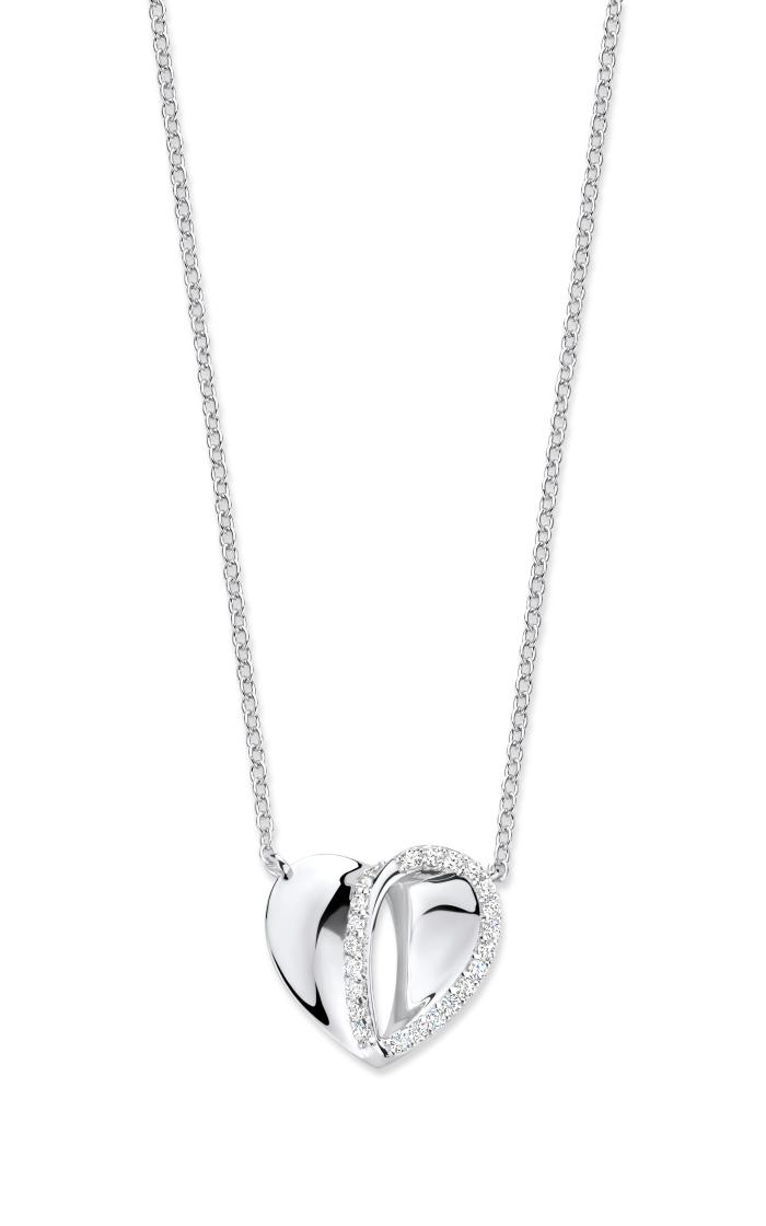 hart in zilver met zirconia inclusief ketting
