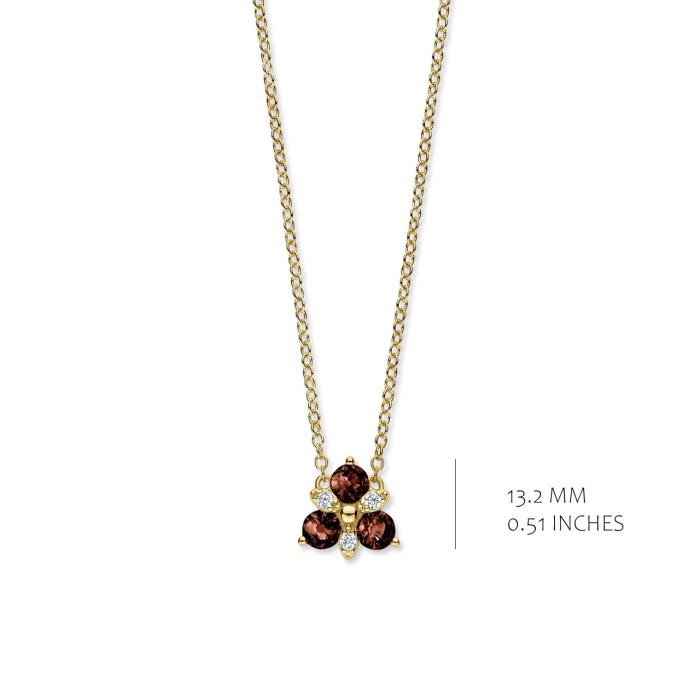 Goudkleurige hanger met bruine en witte zirconia inclusief ketting.