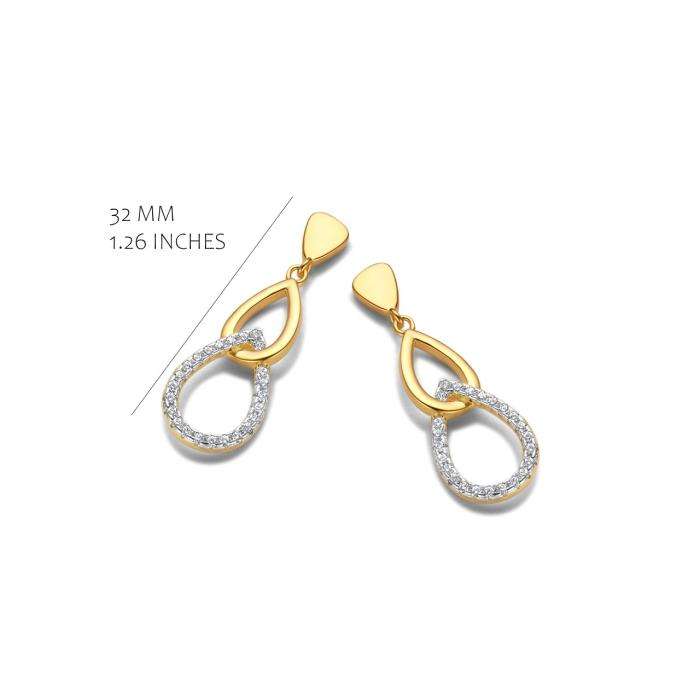 Slingeroorringen geelkleurig met zirconia