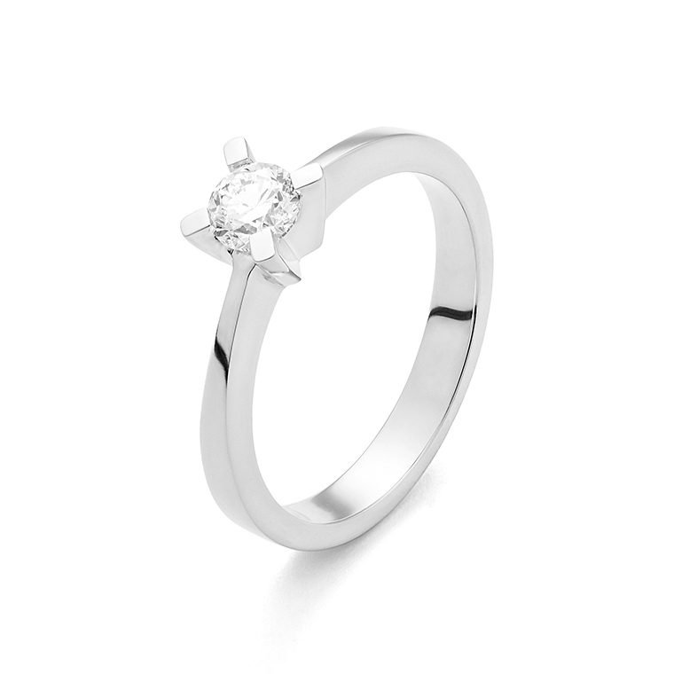 Facet - 14kt witgoud damesring bezet met 1 briljant geslepen diamant - R1108108MWA14