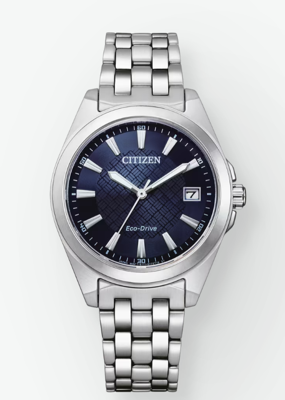 Citizen Damenuhren Ziffernblatt: Blau Index  Edelstahl Gliederband Solar 100 Meter Ref.-Nr.: EO1210-83L 