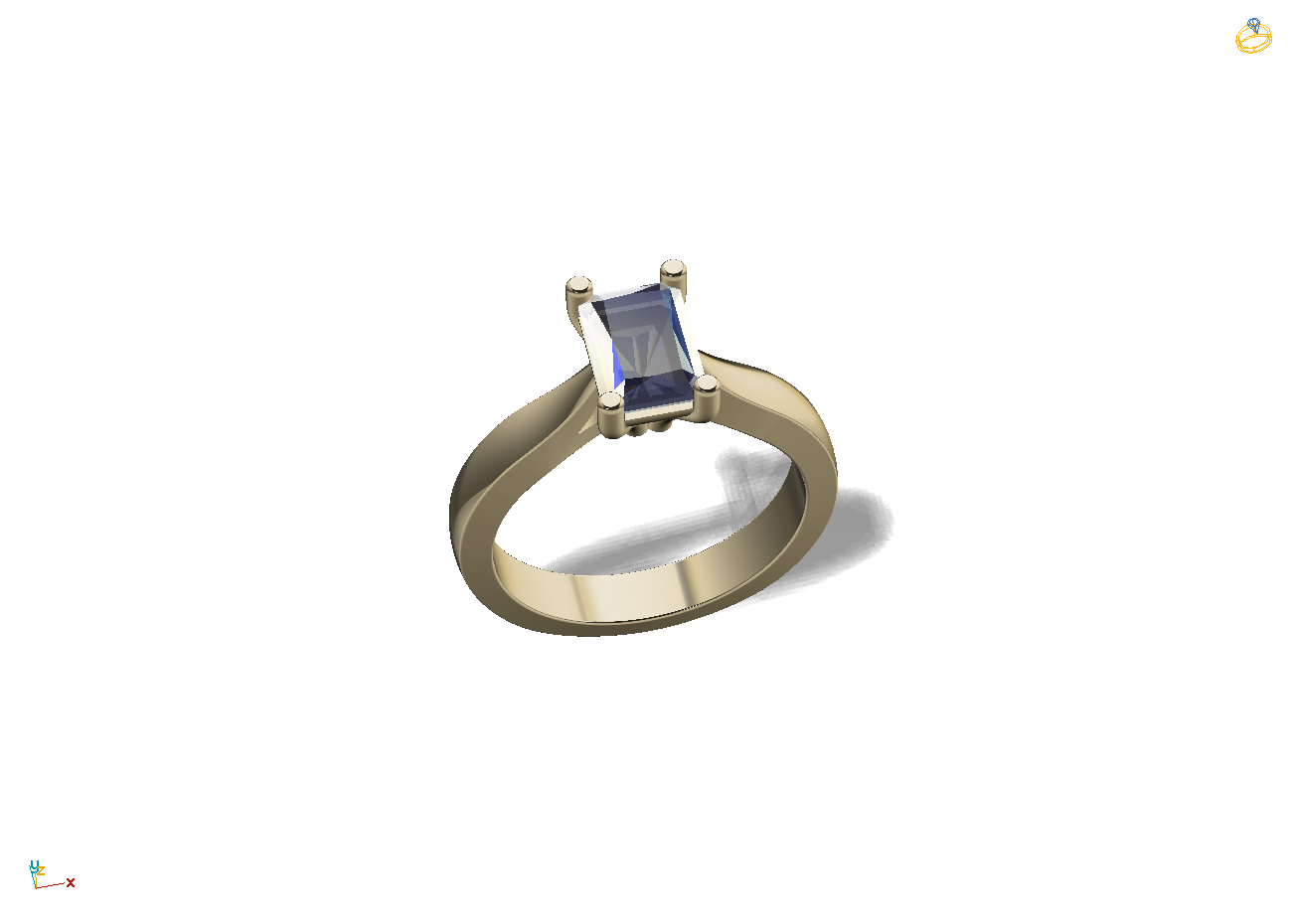 Huiscollectie - 14kt geelgouden solitair bezet met 1 emerald cut labgrown diamant, cert: IGI LG7435466525 - HZDR11-208-17