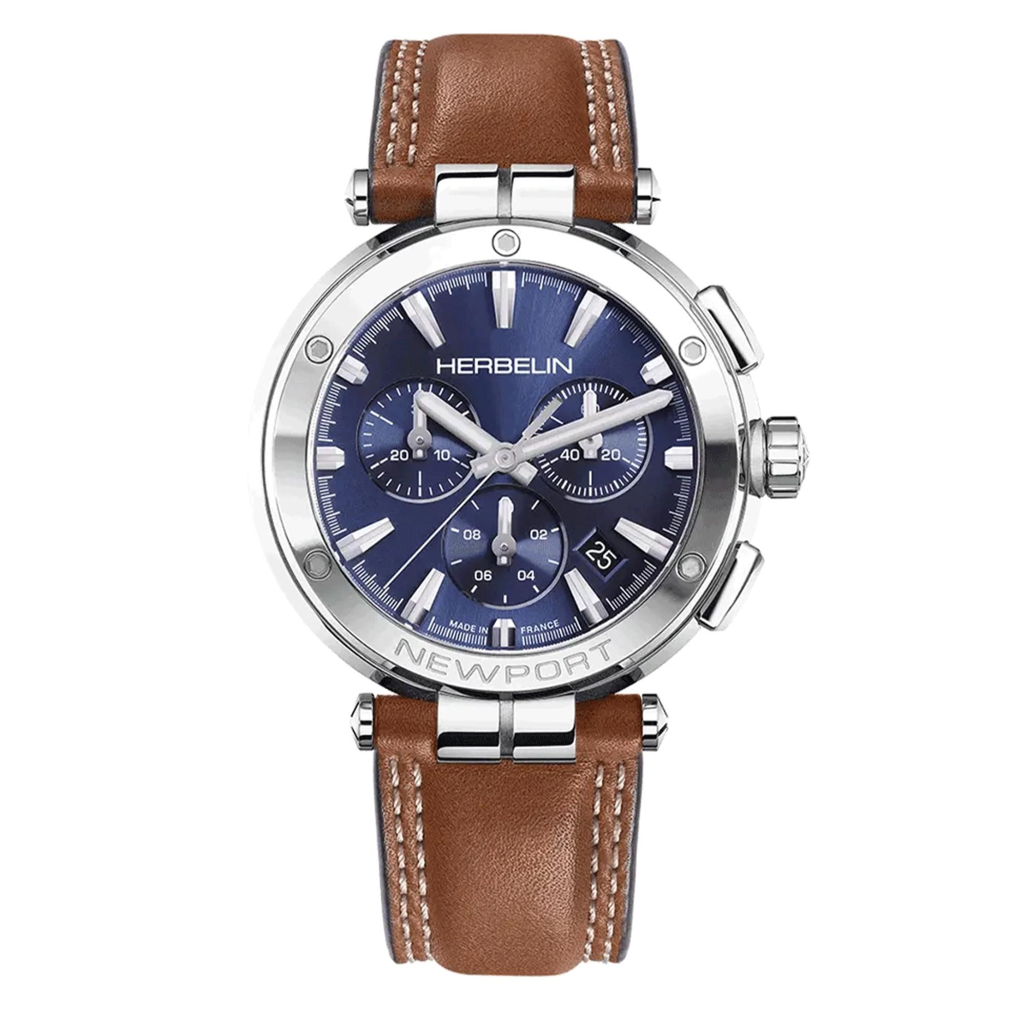 Hernhorloge Herbelin met chrono  Lederen band