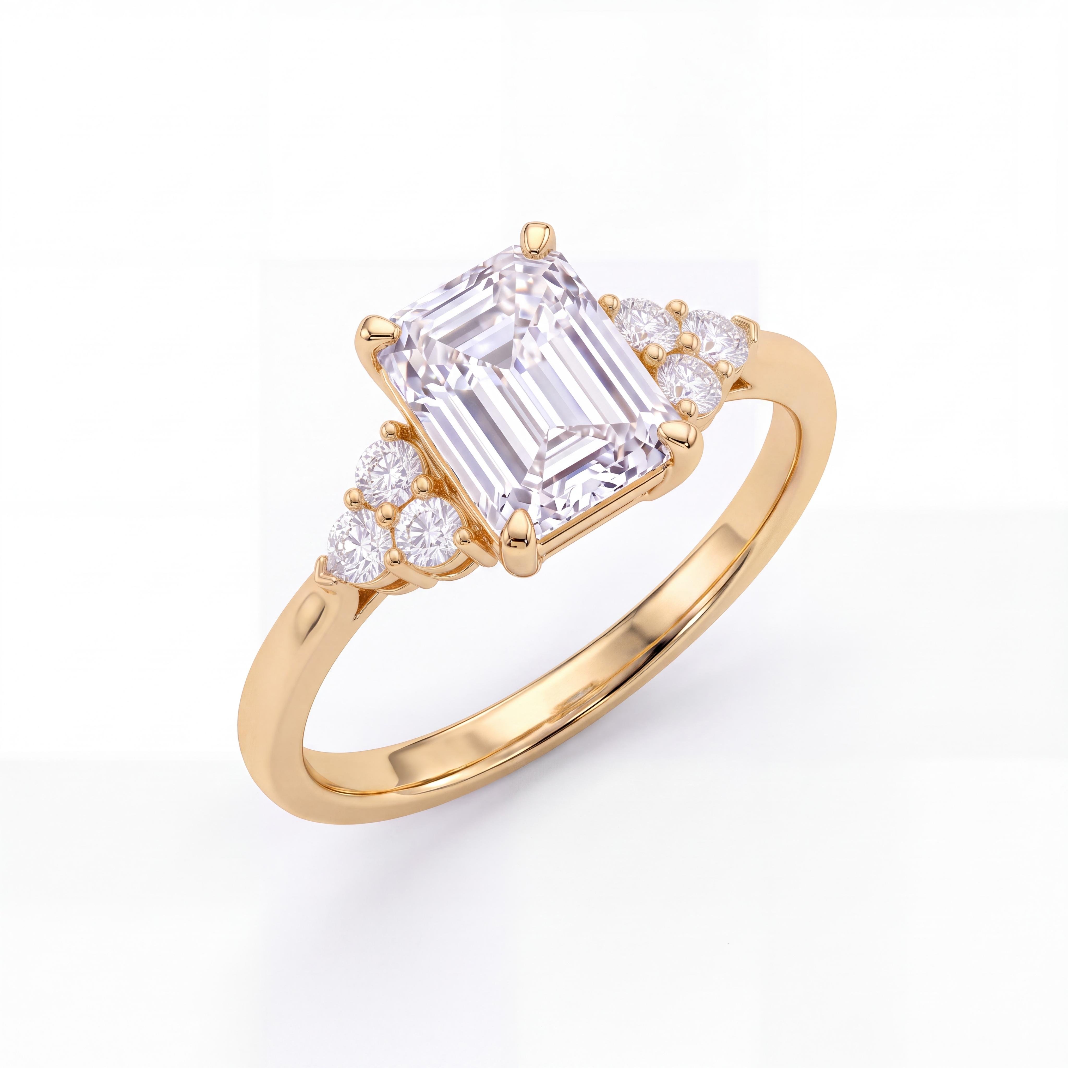 De Gouden Emerald Cut Ring Zirkonia is gemaakt van 14-karaats goud. Draag hem als statement piece voor een elegante en stijlvolle look. Perfect voor speciale gelegenheden.