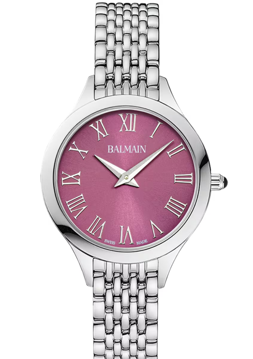 De Balmain de Balmain Mini 29mm is een verfijnd dameshorloge waarin Zwitserse elegantie en vrouwelijke finesse prachtig samenkomen.

De zachte roze wijzerplaat geeft het horloge een stijlvolle en luxueuze uitstraling en vormt een elegante blikvanger rond de pols. De compacte kast van 29 mm zorgt voor een bijzonder verfijnd silhouet, ideaal voor wie houdt van een subtiel uurwerk met een uitgesproken gevoel voor klasse.

Dankzij het tijdloze ontwerp laat deze Balmain zich moeiteloos combineren met zowel elegante avondkleding als een stijlvolle dagelijkse look. Een chic dameshorloge dat als een juweel rond de pols gedragen wordt.