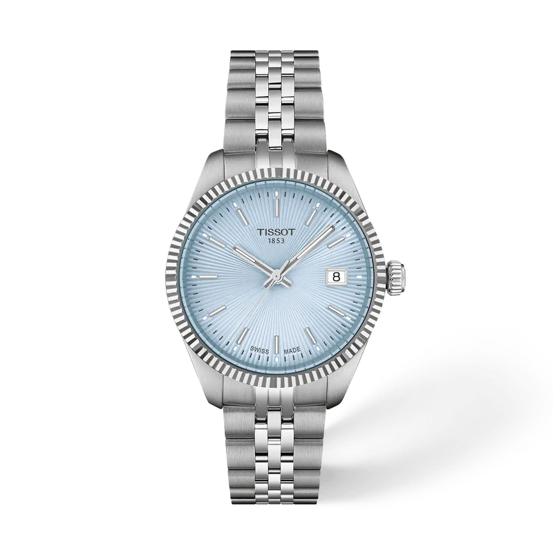 De Tissot Ballade T1560101135100 is een elegante polshorloge met een blauwe wijzerplaat met streeppatroon, omgeven door een ronde, zilverkleurige roestvrijstalen kast en -band. Met Zwitserse quartz-beweging, saffierglas en datumfunctie. Perfect voor dagelijks gebruik of formele gelegenheden. Combineer met zilveren accessoires voor een samenhangende uitstraling.
