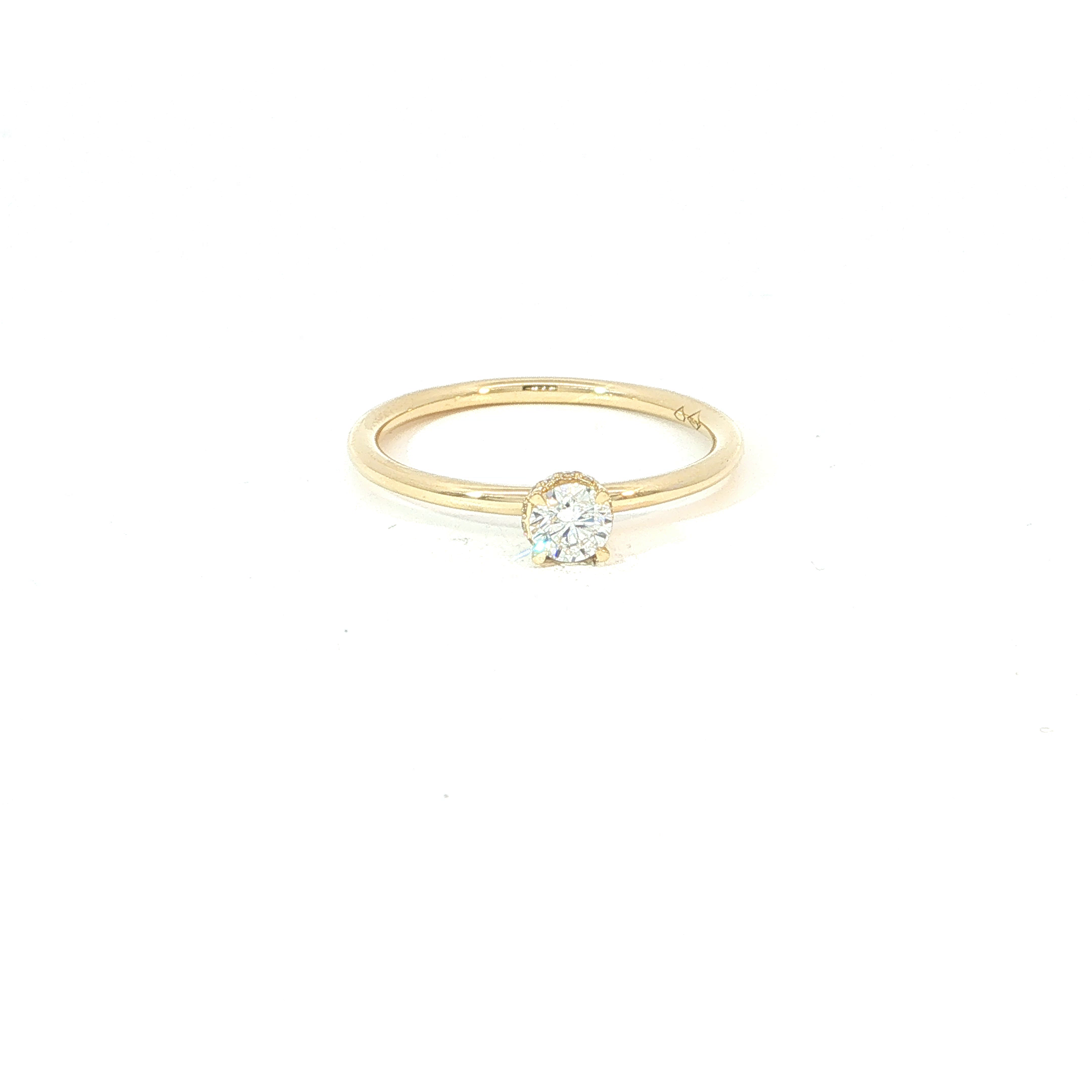Een elegante ring met een verfijnde, luxueuze uitstraling. De centrale briljant wordt omringd door een fijne halo van kleinere diamanten, waardoor de steen extra sprankeling en aanwezigheid krijgt.
De slanke ringband in 18 kt geelgoud zorgt voor een warme, tijdloze uitstraling en laat de diamantzetting mooi centraal staan. Het resultaat is een vrouwelijk juweel dat klassiek oogt, maar toch bijzonder verfijnd en eigentijds blijft.
Een prachtige keuze als verlovingsring of als schitterend geschenk voor een onvergetelijk moment.