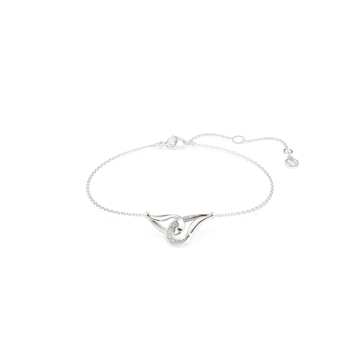 Deze in elkaar grijpende armband combineert glinsterend pav&eacute; met twee gewelfde schakels, gemaakt van sterling zilver uit gerecyclede bronnen, in de kenmerkende Classica-stijl. Een bijzondere manier om je pols te sieren met een gevoel van eenheid en verfijning. Swarovski Classica geeft een nieuwe draai aan alledaagse elegantie. Deze collectie is ge&iuml;nspireerd op de Aronskelk en combineert vloeiende vormen met een strakke geometrie, allemaal ge&iuml;njecteerd met het licht van Swarovski Zirkonia.