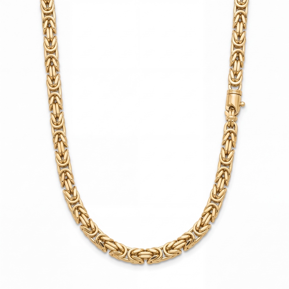 Imposant & Exclusief: 18 Karaat Geelgouden Koningsketting (6 mm / 60 cm / 27.7 gram)

Maak een onuitwisbare indruk met deze robuuste 18 karaat geelgouden koningsketting. De iconische koningsschakel (ook wel Byzantine chain genoemd) staat bekend om haar unieke, ingewikkelde vlechtstructuur die pure kracht en luxe uitstraalt. Met een royale breedte van 6 mm en een gewicht van maar liefst 27,7 gram voelt deze ketting solide aan en vormt hij een opvallende blikvanger.

Vervaardigd uit hoogwaardig 750 18k geelgoud met een warme, rijke goudglans. Met een lengte van 60 cm valt de ketting prachtig laag op de borst. Het sieraad is afgewerkt met een luxe, ge&iuml;ntegreerde kist- / bloksluiting met extra veiligheidsslot voor een perfecte en veilige afwerking.