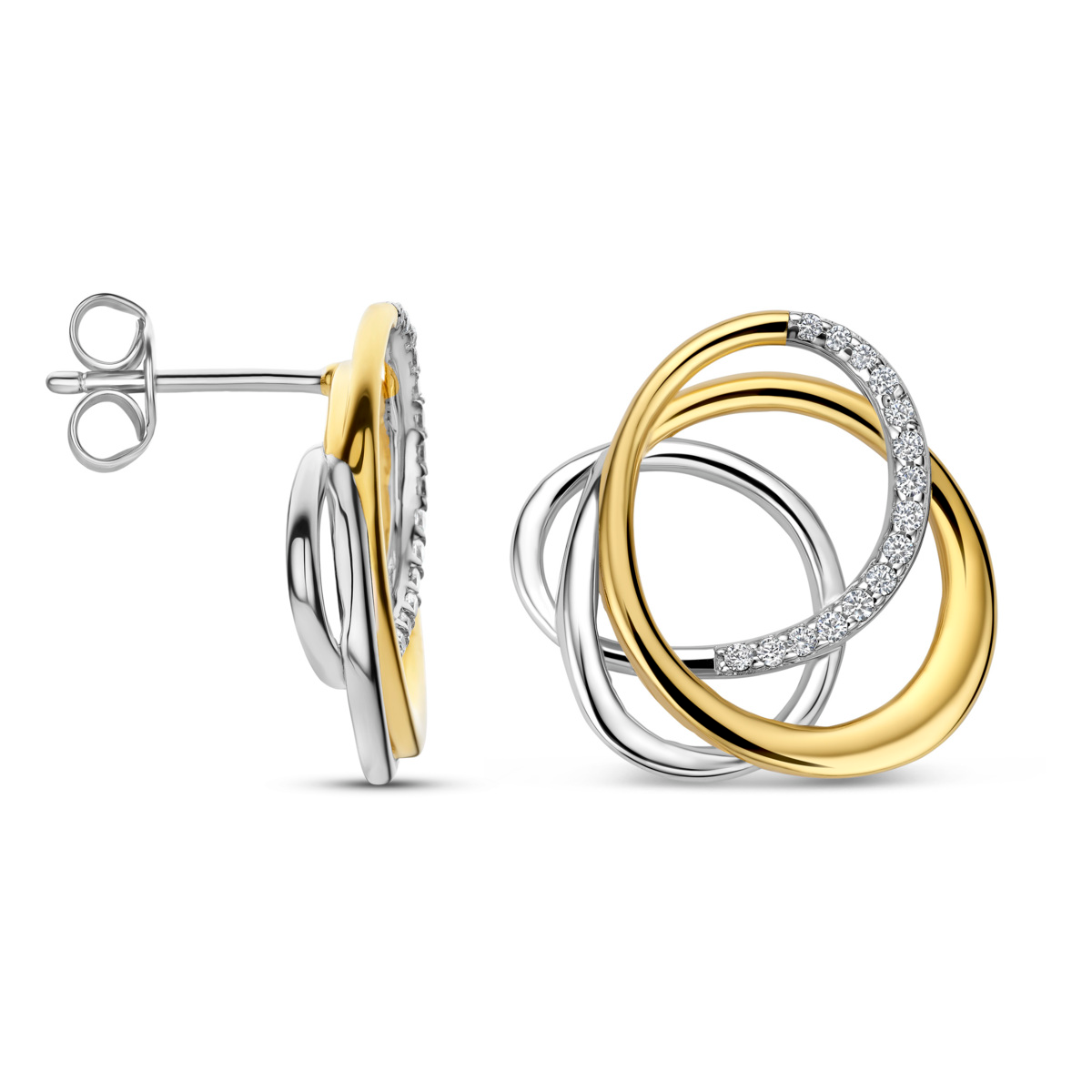 Stijlvolle oorbellen in goud-zilverkleur. Gemaakt van 925 sterling zilver, meten ze 18 mm. Perfect voor een elegante uitstraling, geschikt voor zowel dagelijks gebruik als speciale gelegenheden. Draag ze met je favoriete outfit voor een subtiele verfijning en tijdloze stijl.