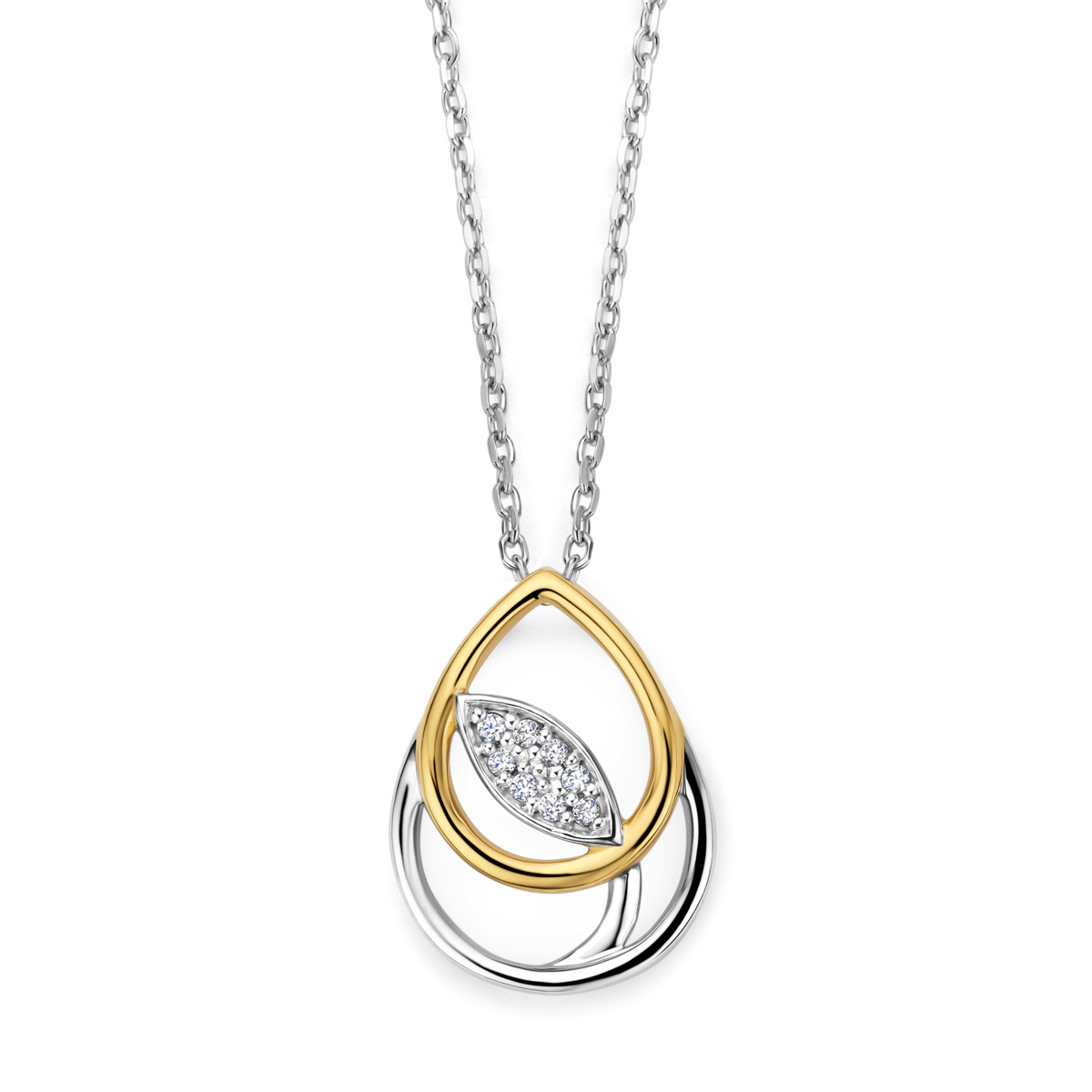 De Naiomy Bicolor Zilveren Halsketting N6P65 is een elegante ketting gemaakt van 925 sterling zilver, met een verfijnde goud-zilver kleurige afwerking. Met een lengte van 450mm is hij ideaal om op zichzelf te dragen of te combineren met andere sieraden voor een gelaagde look. Perfect voor zowel dagelijks gebruik als speciale gelegenheden.