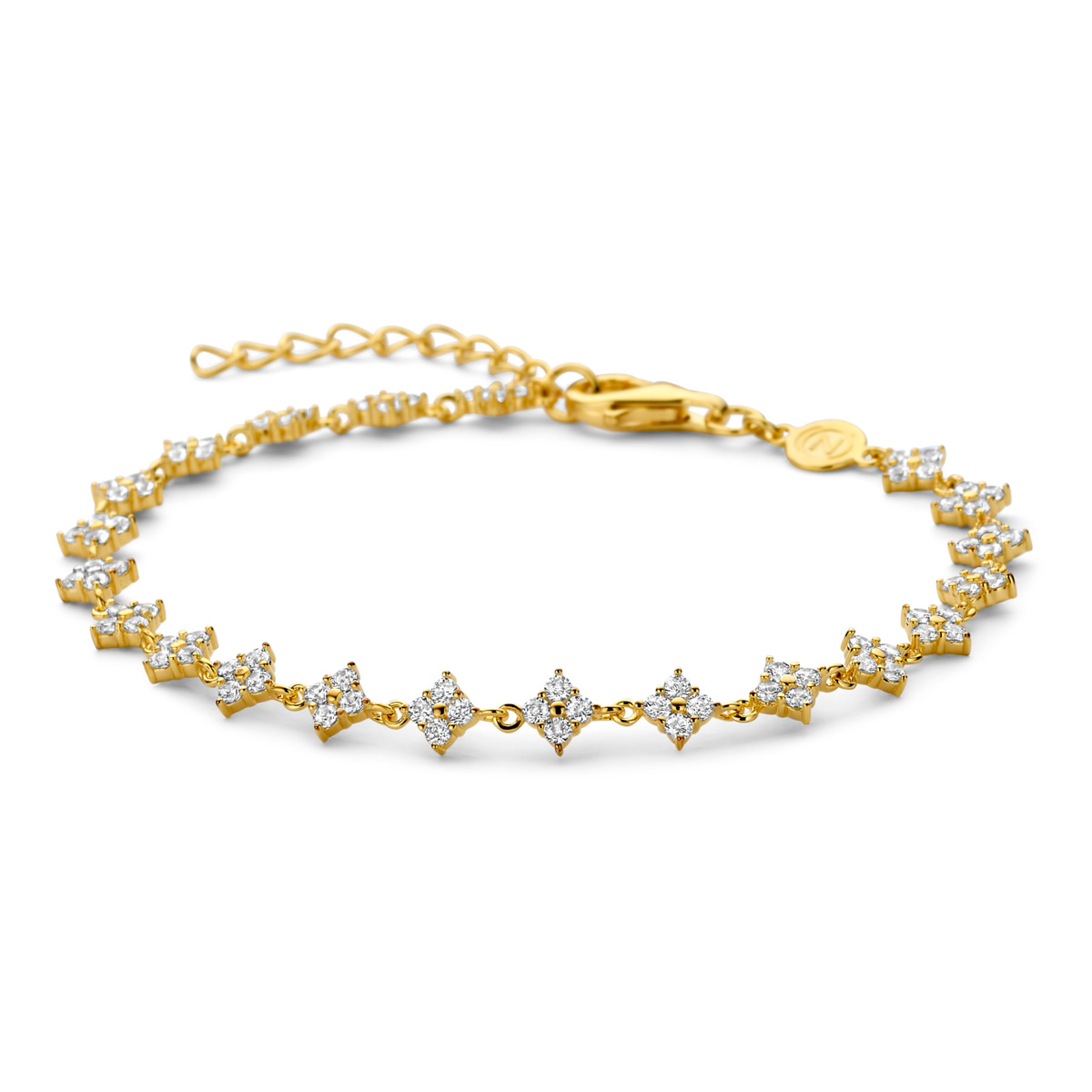 Een elegant goudkleurig sieraad, vervaardigd uit 925 sterling zilver en verguld. Met een lengte van 20 cm biedt deze armband een stijlvolle uitstraling. Draag het als opvallend accessoire bij zowel dagelijkse als formele outfits voor een subtiele glamour. Perfect voor elke gelegenheid!