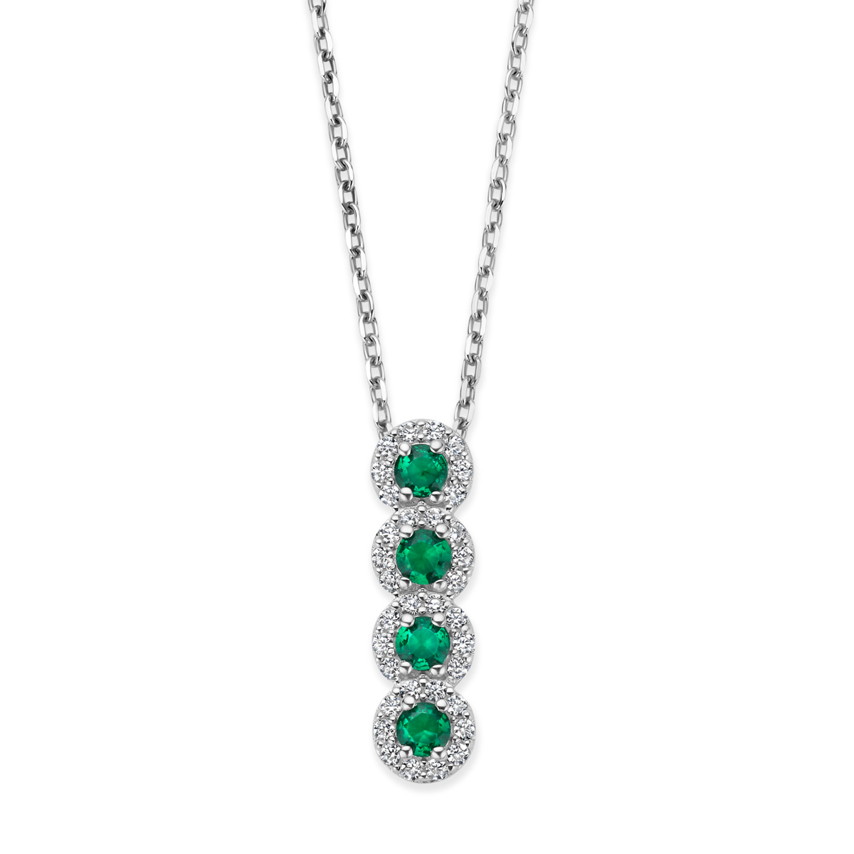 De sprankelende groene zirkonia voegen een vleugje luxe toe aan deze prachtige zilveren halsketting. Draag het als een statement piece bij een eenvoudige blouse of jurk om je look te verlevendigen.