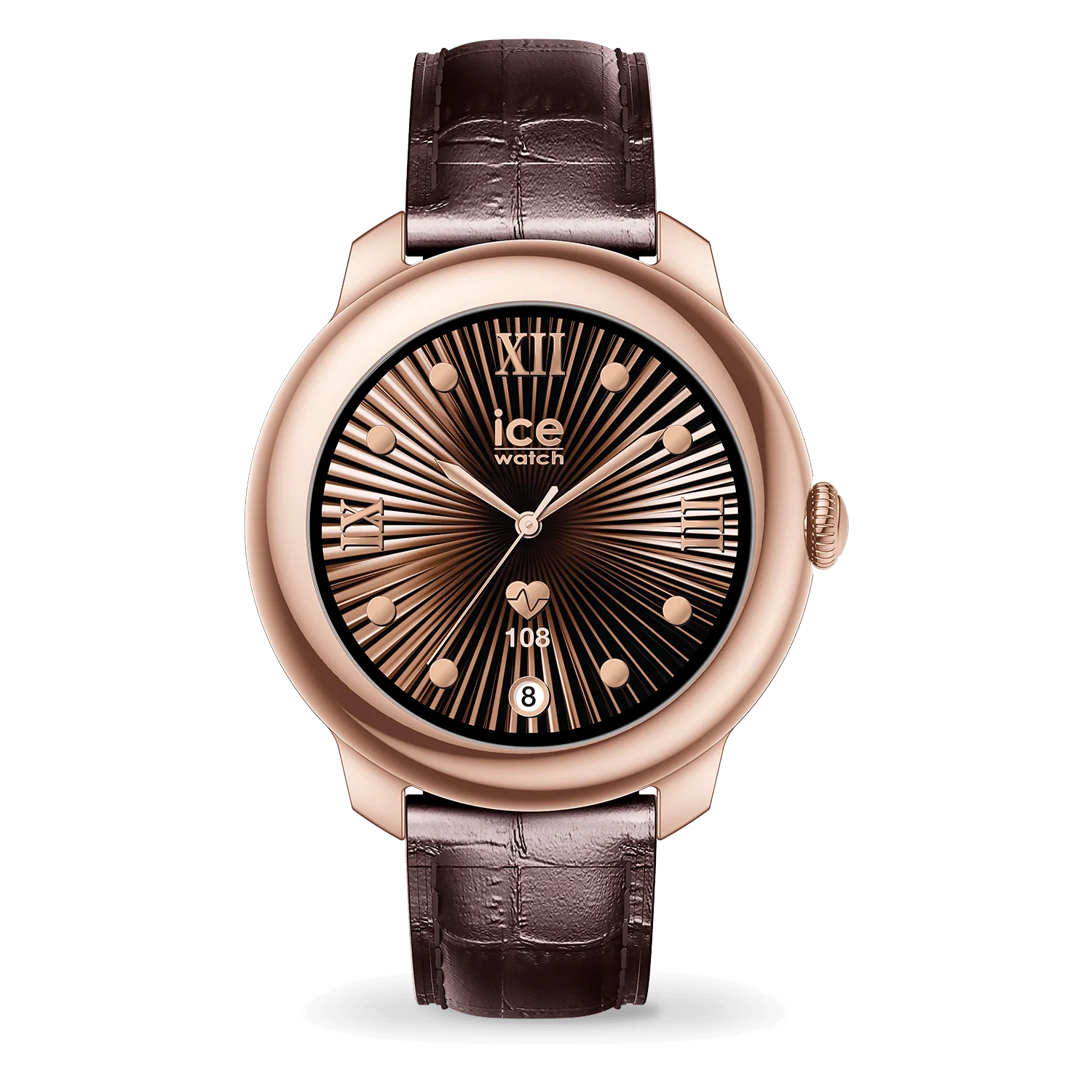 Ice smart SP 2.0 ros&eacute;gold kast met bruine band