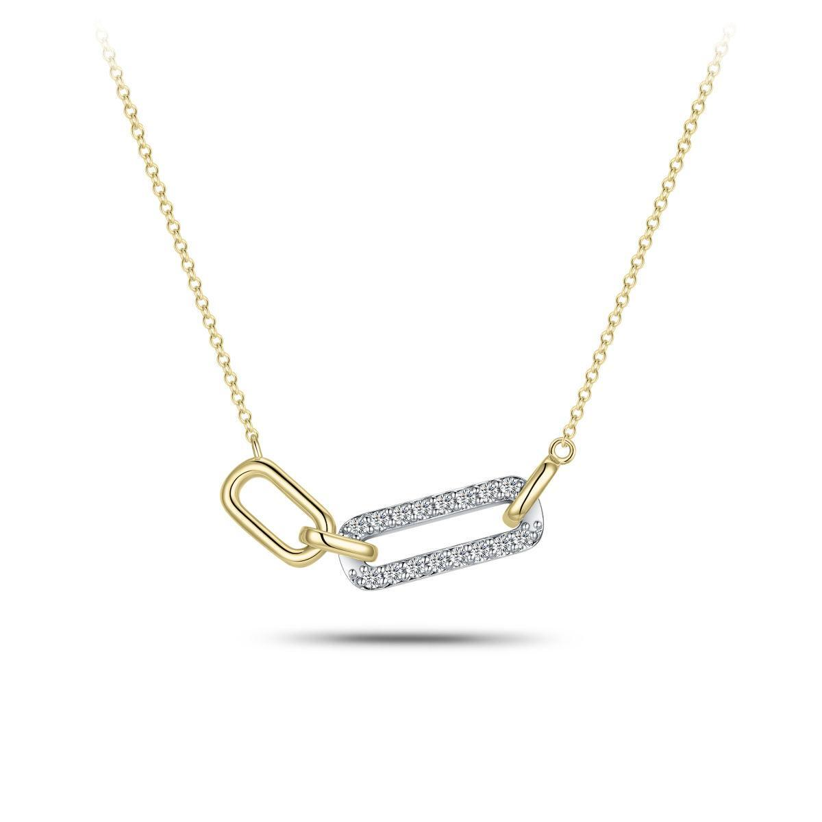 Gisser Collier 9krt rechthoekige hanger met lab diamant