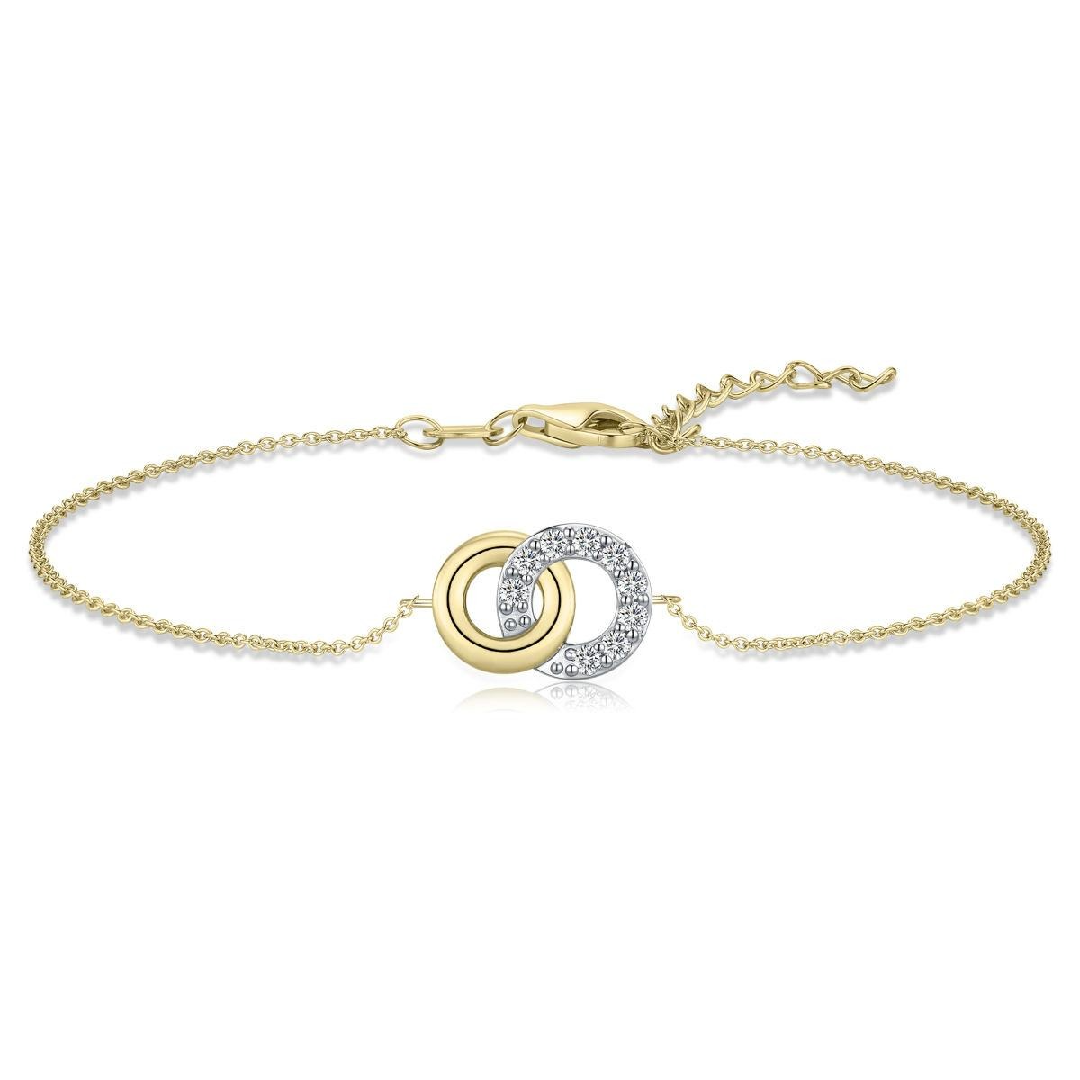 Gisser 9krt armband 2 rondjes 1 met lab diamand