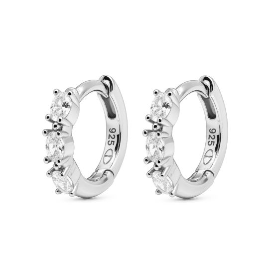 Hinged Hoops Noreen Marquise 12MM Silver