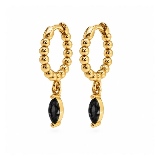 Hinged Hoops MARIT Black Goldplated