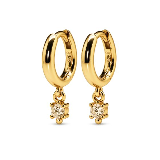 Hinged Hoops Diane Zirconia Champaign Goldplated