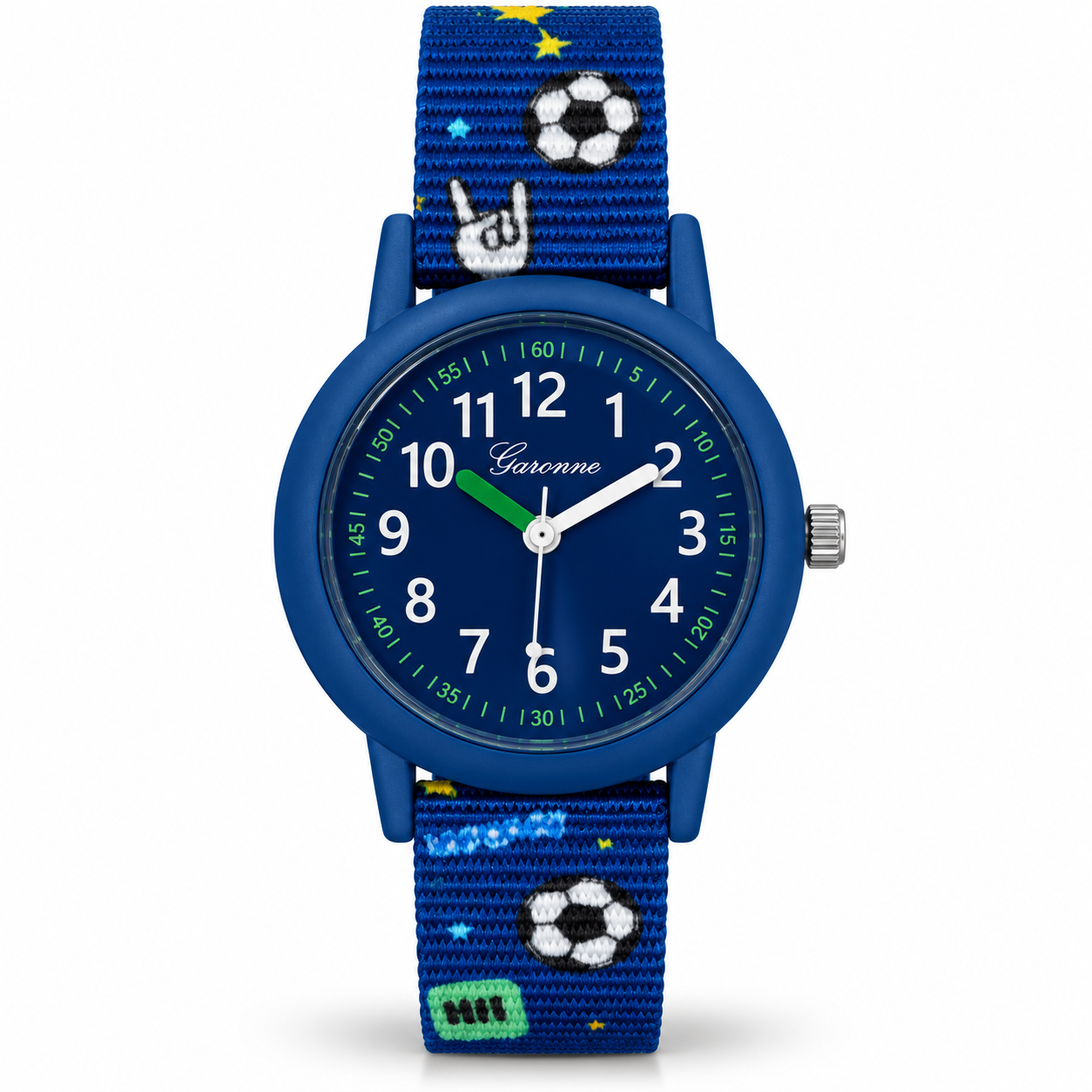 Dit is een horloge van het merk Garonne gemaakt voor jongens.
De specificaties zijn als volgt:
Kastmaat: 30 mm
Bandlengte: 170
Bandbreedte: 14
Waterdichtheid: 3 ATM / 30 Meter / 100 Feet
