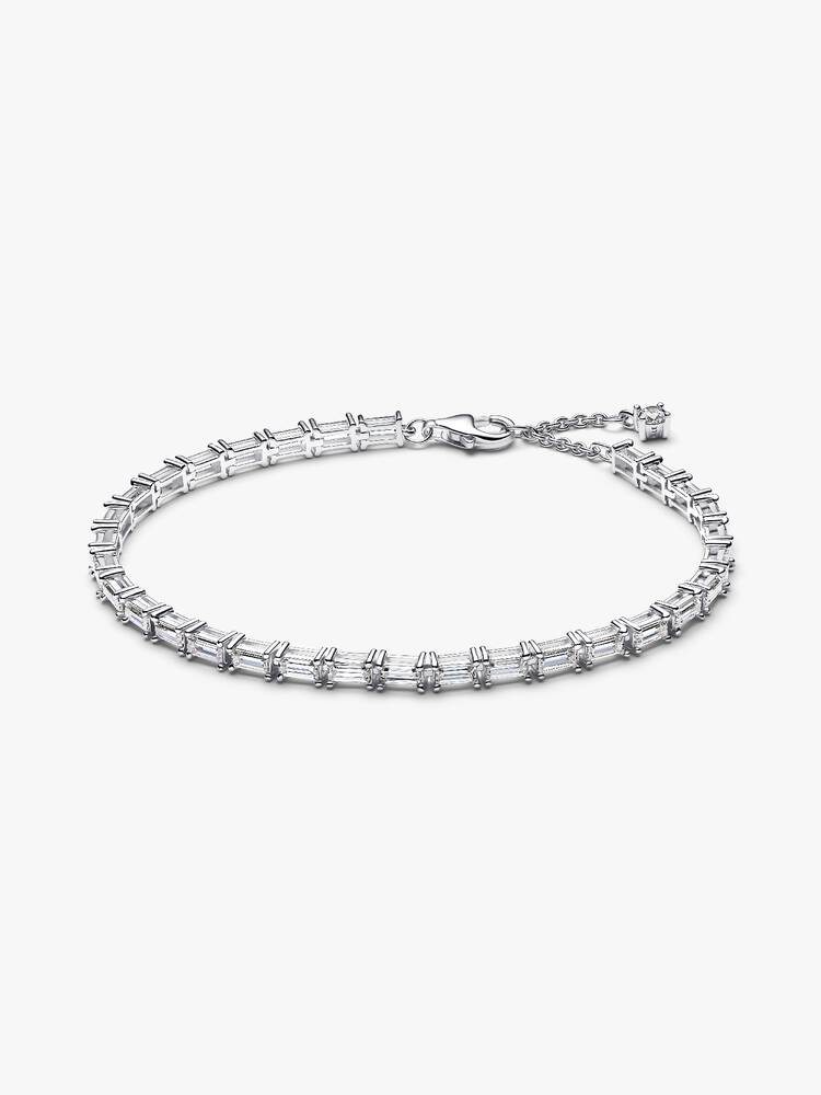 Sterling silver bracelet with clear cubic. Sparkling Baguette Tennis Bracelet