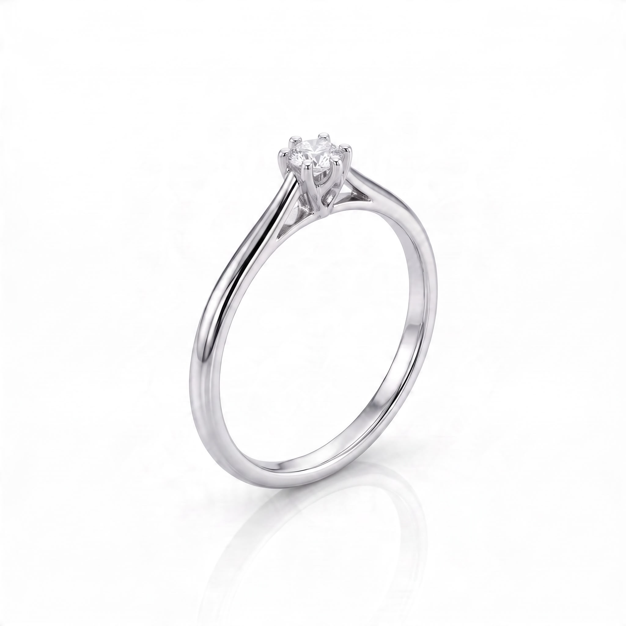 14 karaats witgouden ring met 1 diamant van 0,10 caraat G/SI