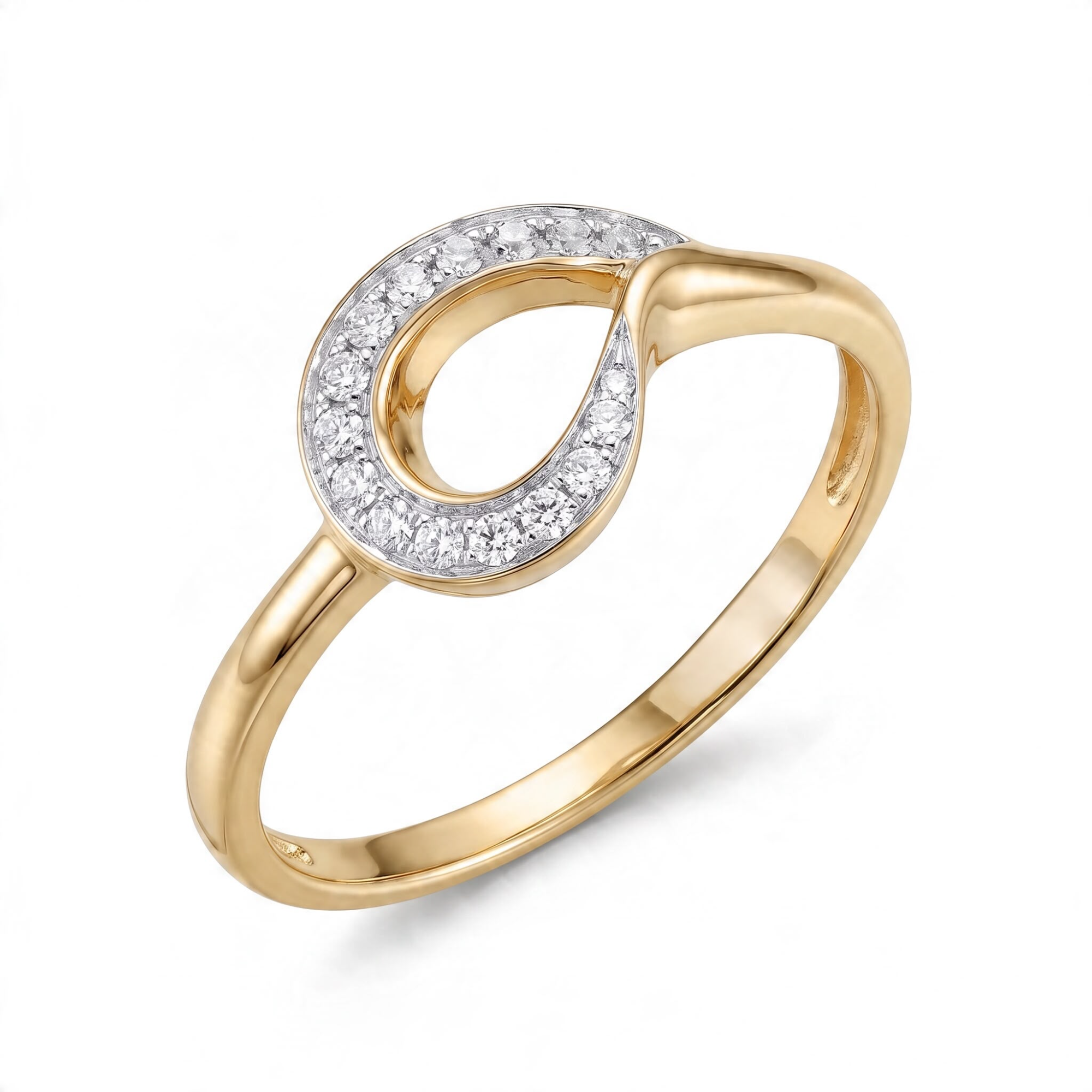 14 karaats geelgouden ring met 21 diamanten van totaal 0,04 caraat G/SI