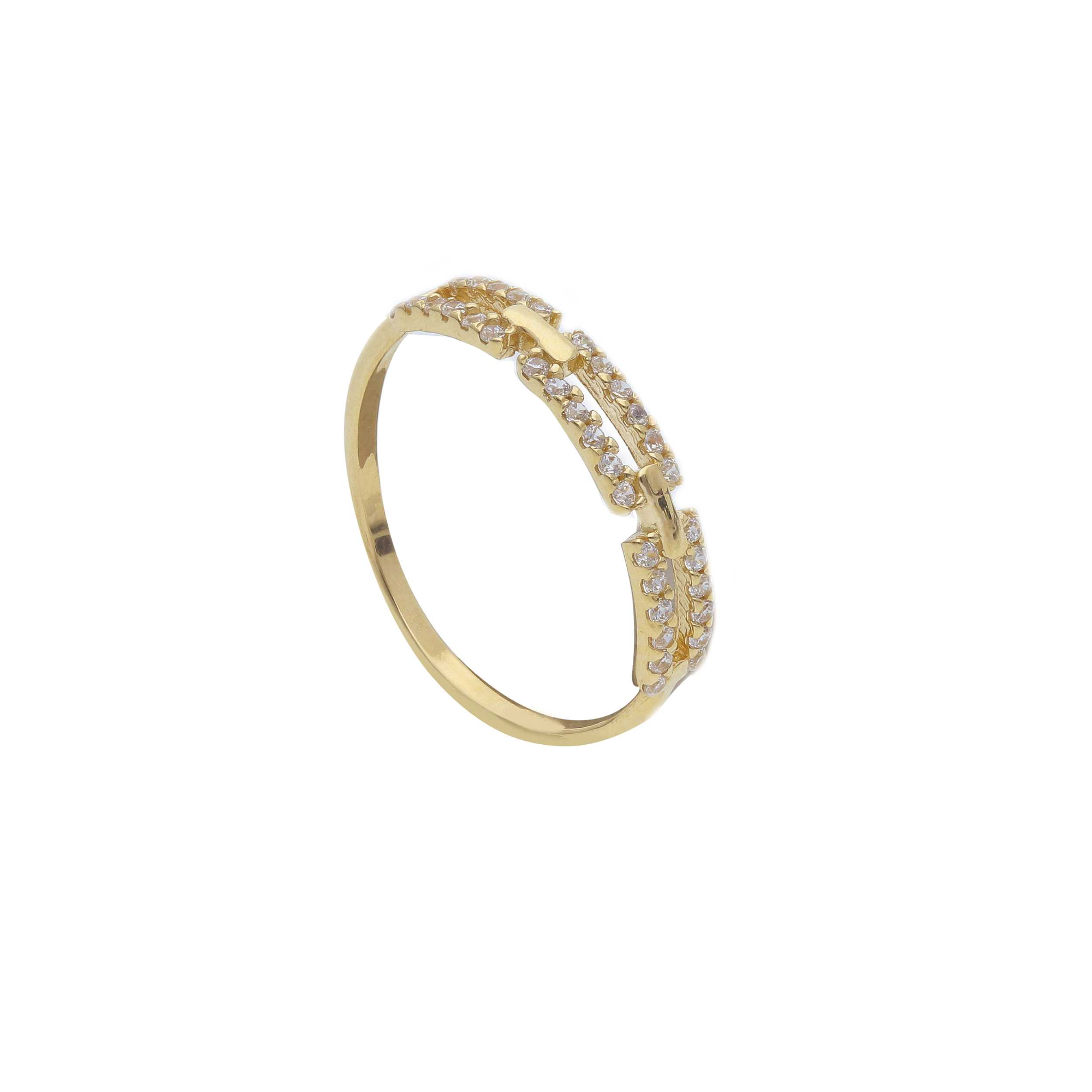 Ring in 14 karaat geel goud met zirconium gezet 