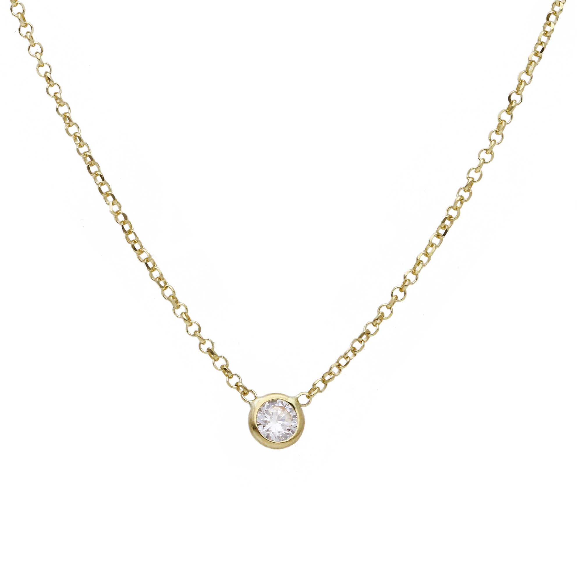Ketting 14 karaat geel goud met potje zirconium 