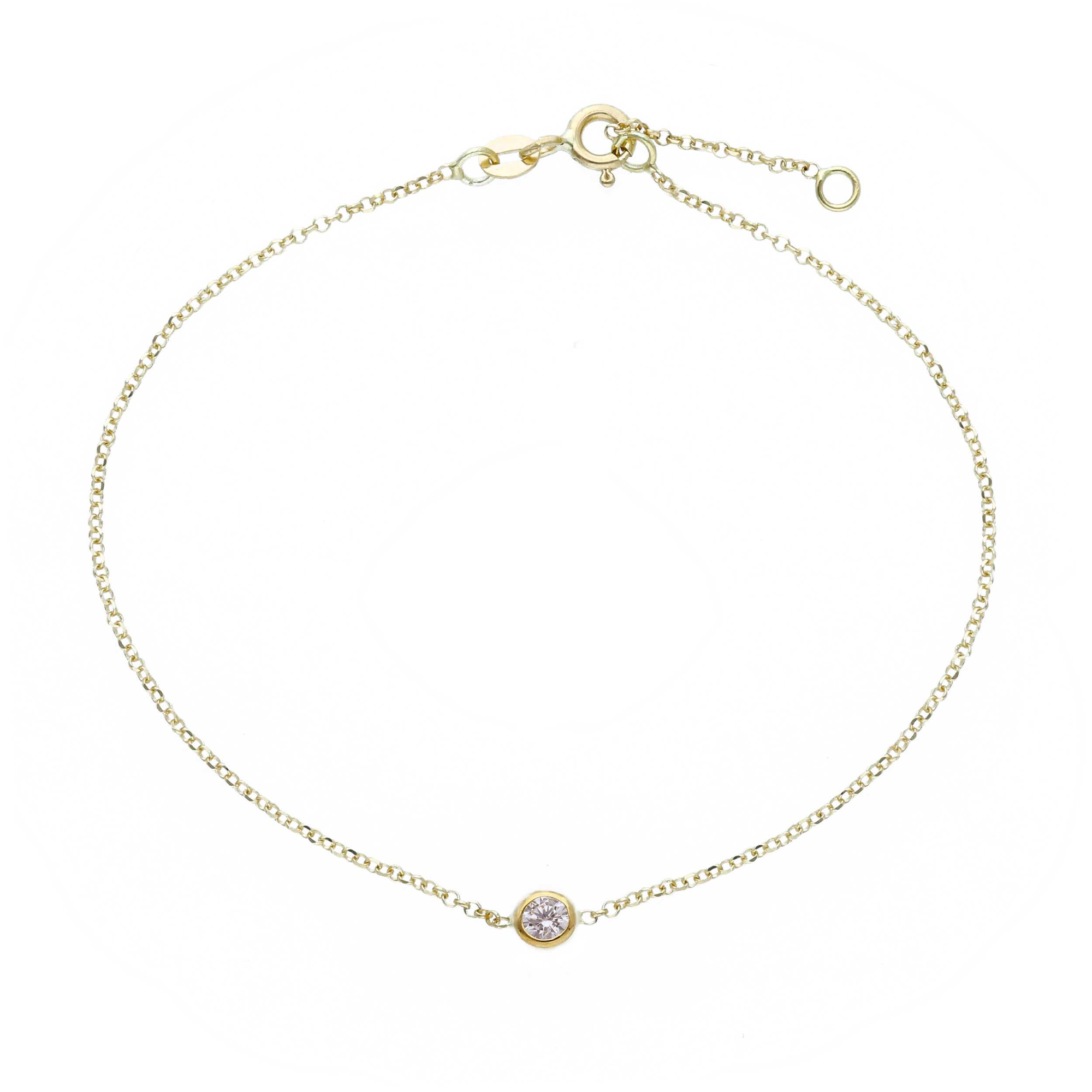 Armband 14 kt met potje gezet met zirconium 