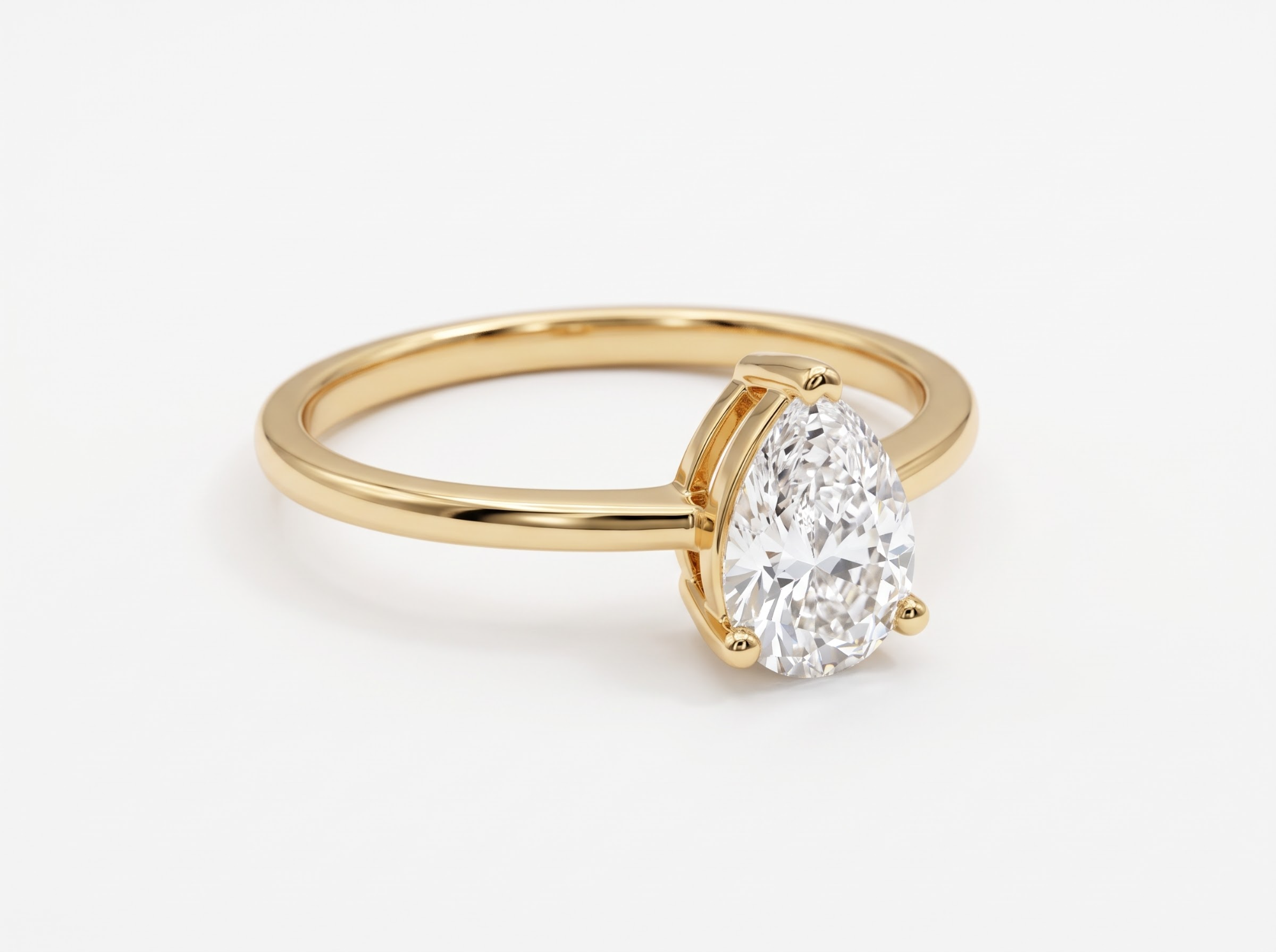 Ring 14 karaat met zirconium peer vorm