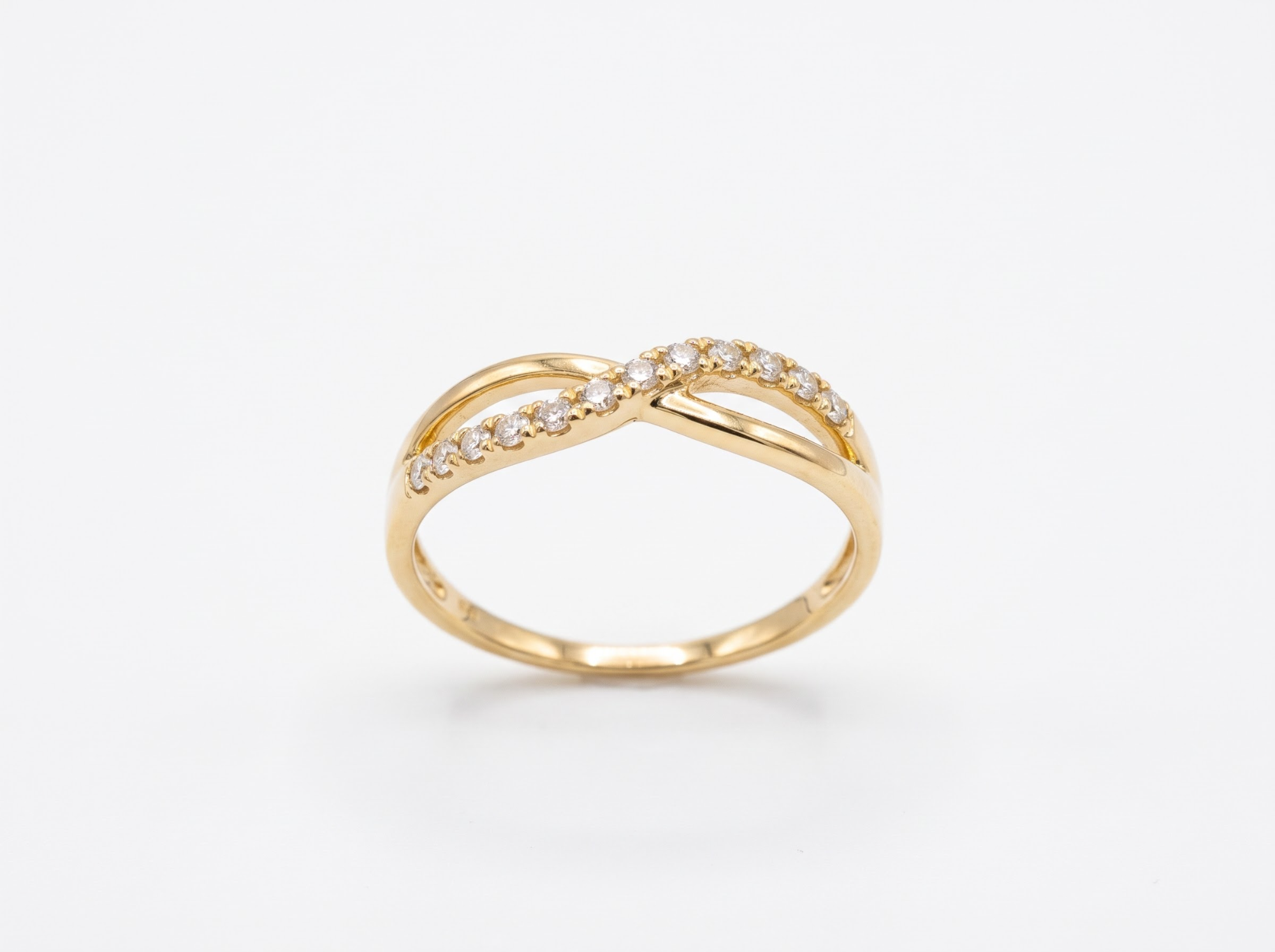 Ring 14 karaat geel goud + zirconium 