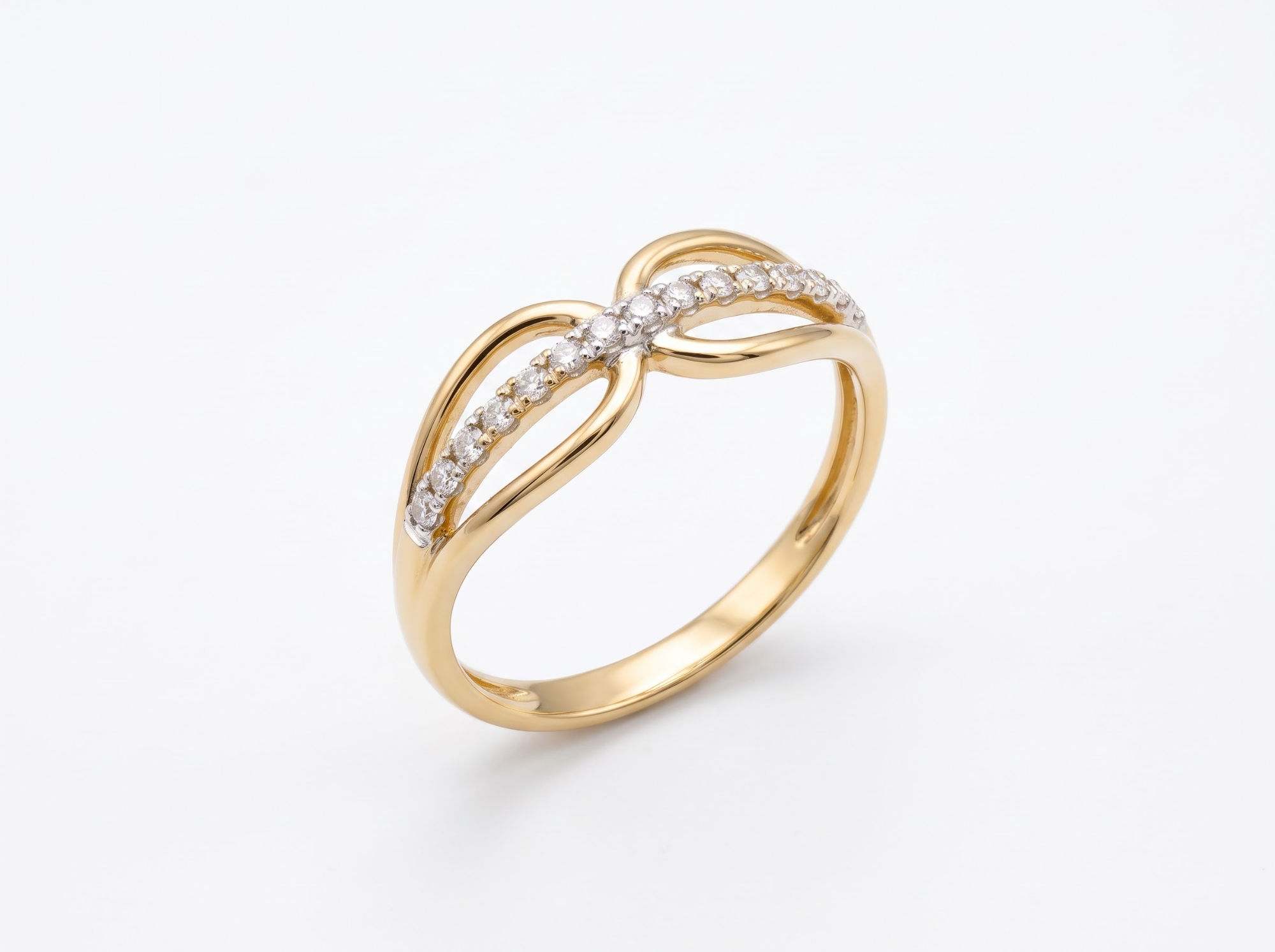 ring 14 karaat geel goud + zirconium 
