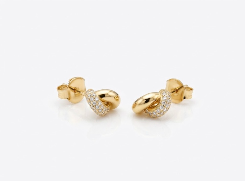 OOrbellen goud 18 kt + 0.15ct brilj 