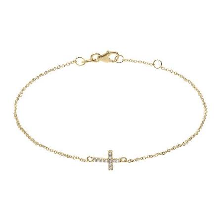 Armband 18 kt gg met natuurlijk briljant gezet 0.05ct in kruisje 
