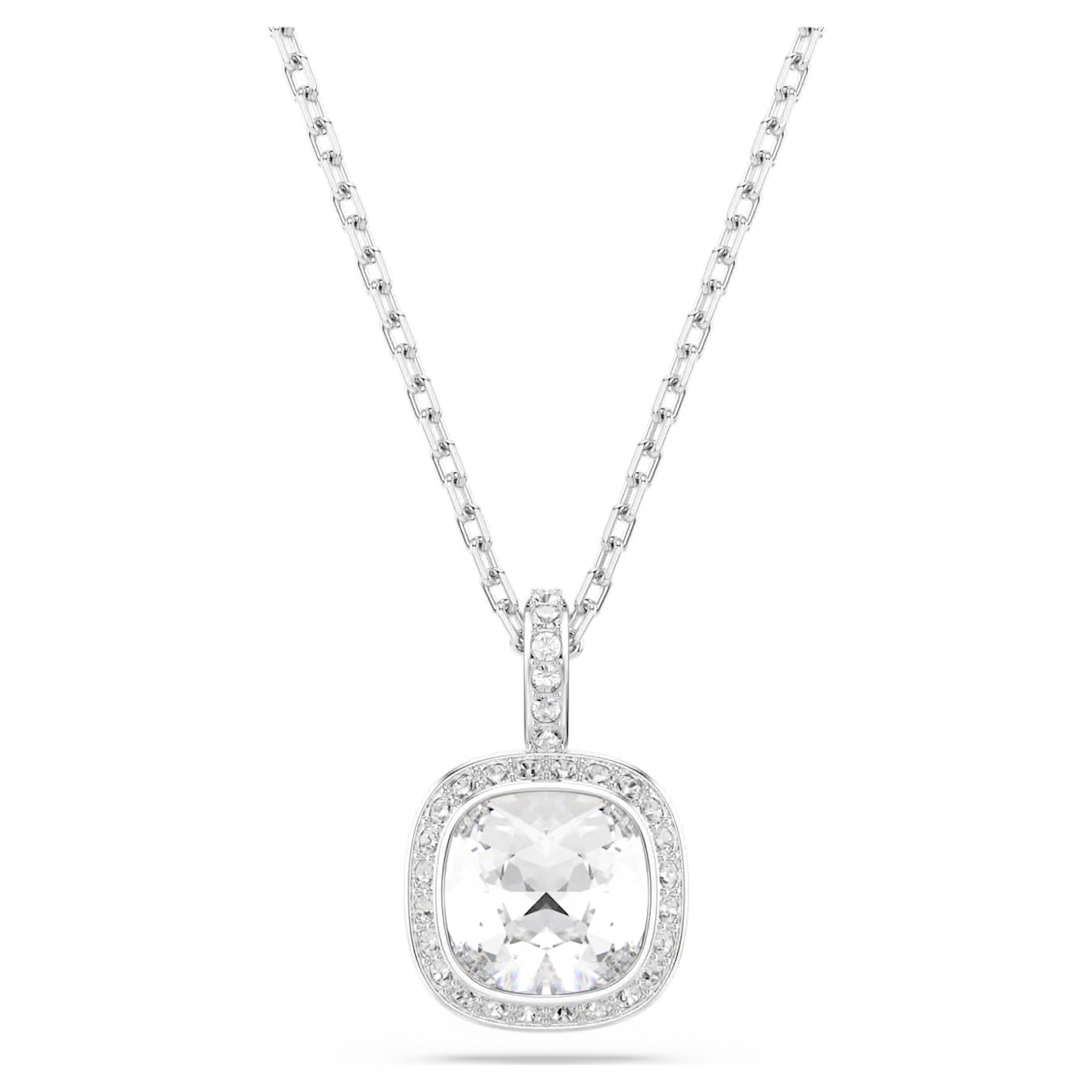 Deze hanger valt op door zijn eigentijdse kussenvorm. Stralend, modern en nonchalant: hij werkt perfect als een fascinerend middelpunt op zich, maar is ook de ideale combinatie met de bijpassende oorbellen. De Una Angelic-lijn brengt een hypnotiserende beweging en weergaloze halo&rsquo;s tot leven, wat zorgt voor een prachtig lichtspel dat je gewoon moet zien om te geloven.

Artikelnr.: 5754340
Collectie:  Una
Lengte (minimum - maximum): 38 - 45 cm
Formaat motief: 1.8 x 1.2 cm
Materiaal:  Kristallen, Rodium-verguld
Kleur:  Wit
Type sluiting:  Karabijn