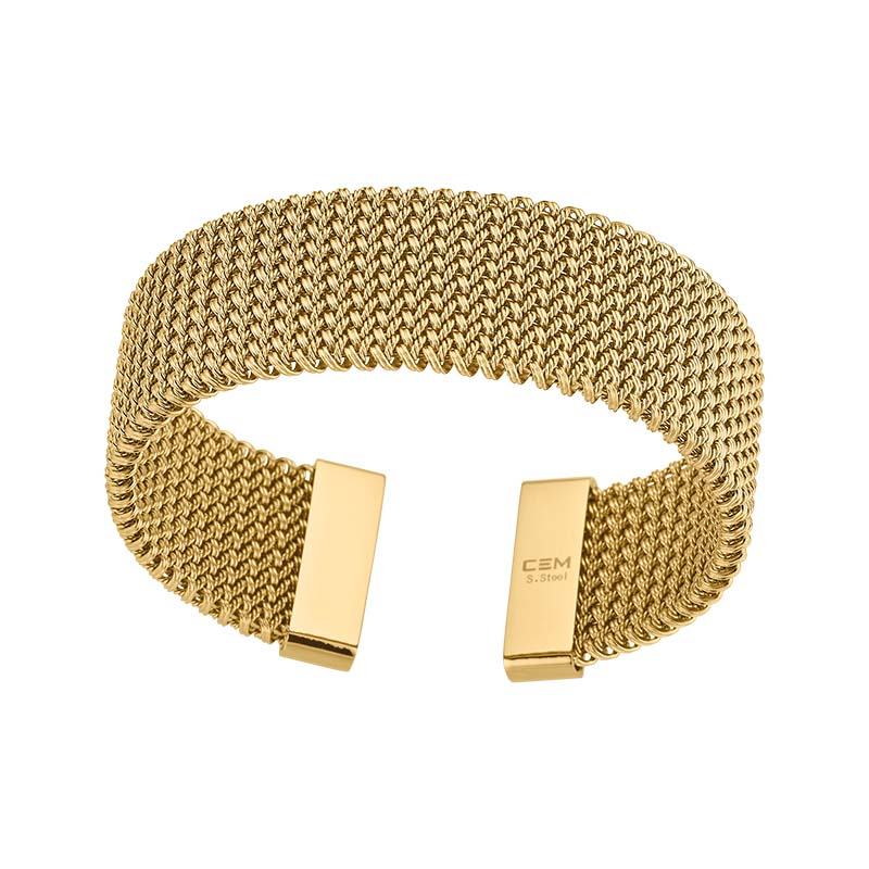 Der Armreif/Spange aus Edelstahl vergoldet, Modellnummer 4-203913-001, beeindruckt durch sein elegantes Design und hochwertige Vergoldung. Als edles Schmuckst&uuml;ck aus der Kategorie JEWEL und dem Typ BRACELET l&auml;sst er sich ideal zu sowohl formellen als auch l&auml;ssigen Outfits kombinieren. Tragen Sie ihn alleine f&uuml;r einen minimalistischen Look oder in Kombination mit anderen Armb&auml;ndern f&uuml;r ein trendiges Statement.