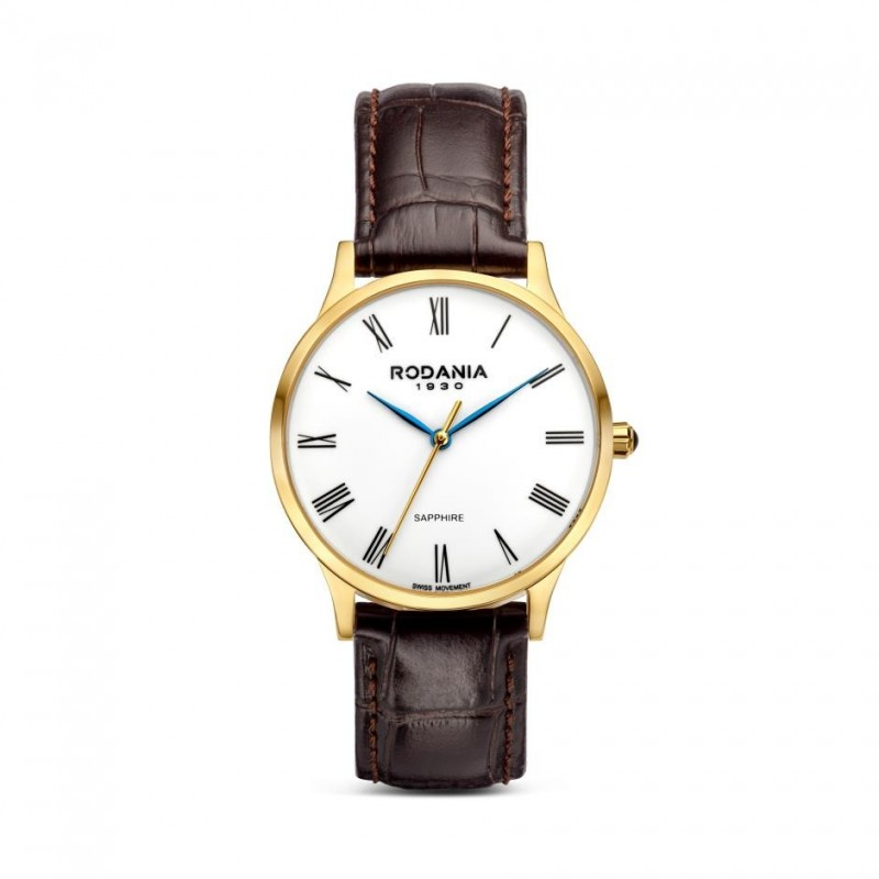 Rodania NYON EXCELLENCE 36-goudkleurige kast-bruin lederen band-5atm