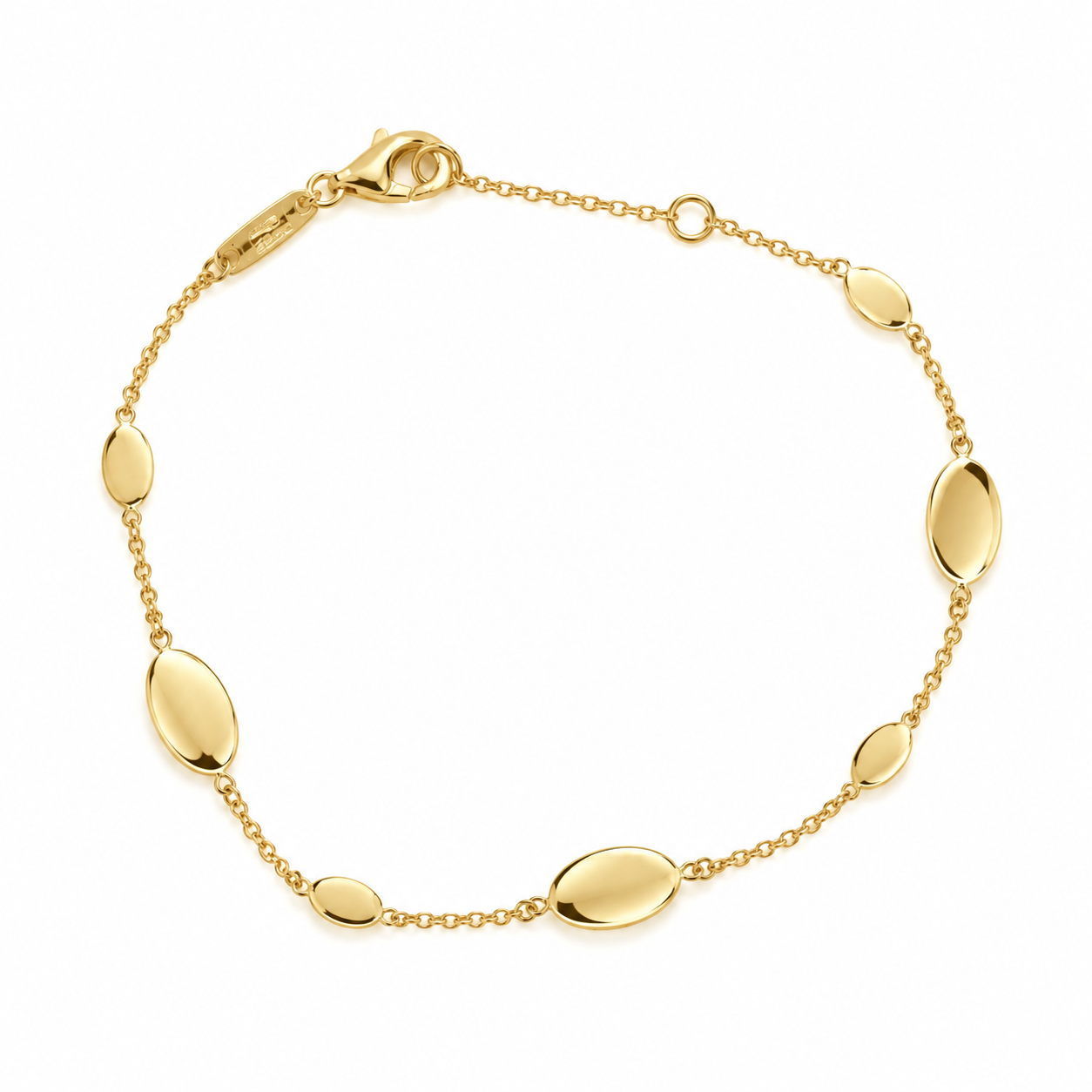 Armband 18kt geel goud plaatjes langwerpig