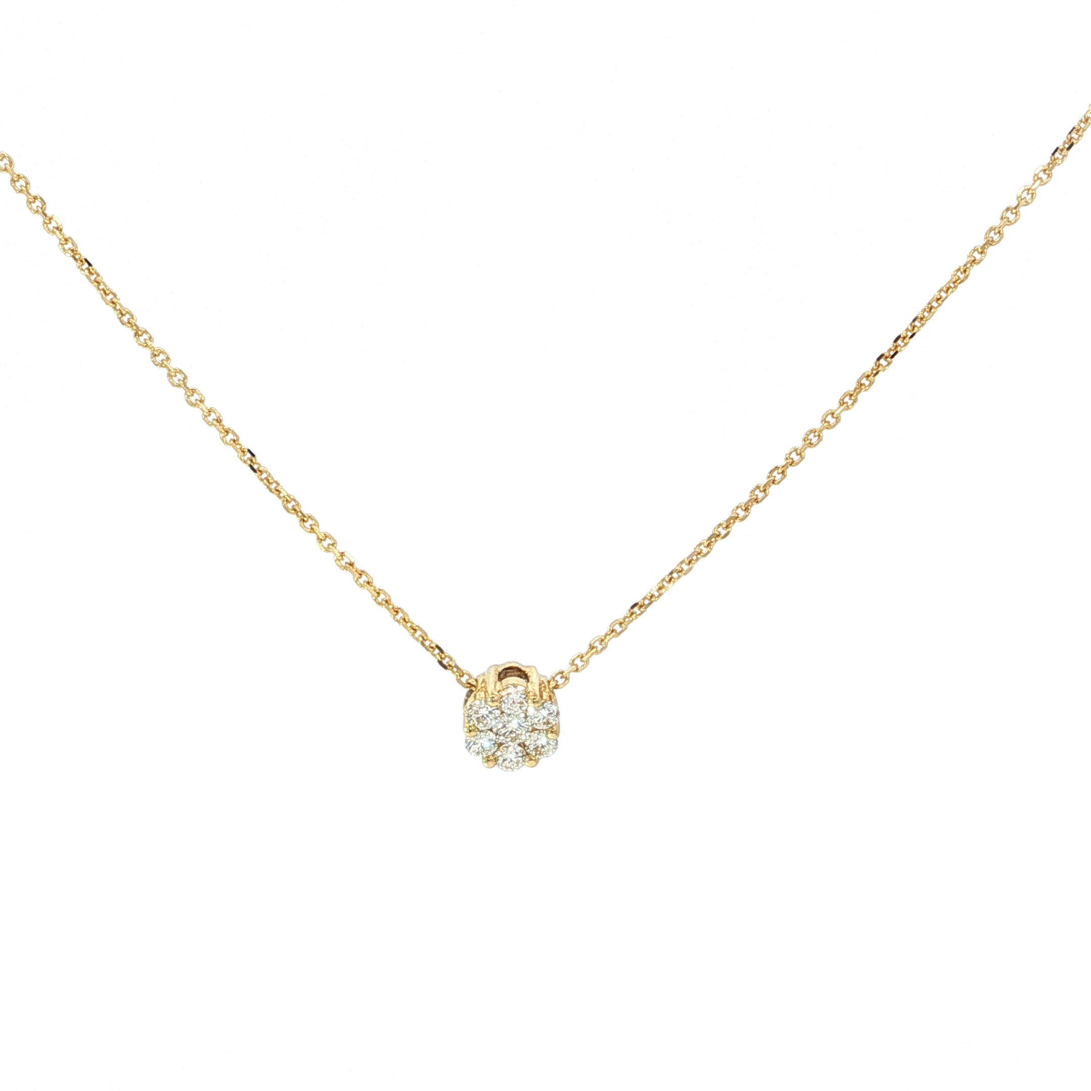 Klein van formaat, groots in charme! Deze elegante halsketting in 18 karaat geelgoud schittert met een verfijnde, bloemvormige hanger waarin fonkelende diamanten samen een prachtig geheel vormen. De warme goudtint geeft het juweel een zachte, romantische uitstraling, terwijl de diamanten bij iedere beweging het licht vangen. Dankzij het subtiele ontwerp is deze halsketting heerlijk veelzijdig en perfect om zowel dagelijks als bij een bijzondere gelegenheid te dragen. 

Een liefdevol geschenk of een kleine verwennerij voor uzelf, want soms zijn het juist de fijnste juwelen die het mooiste gevoel oproepen.