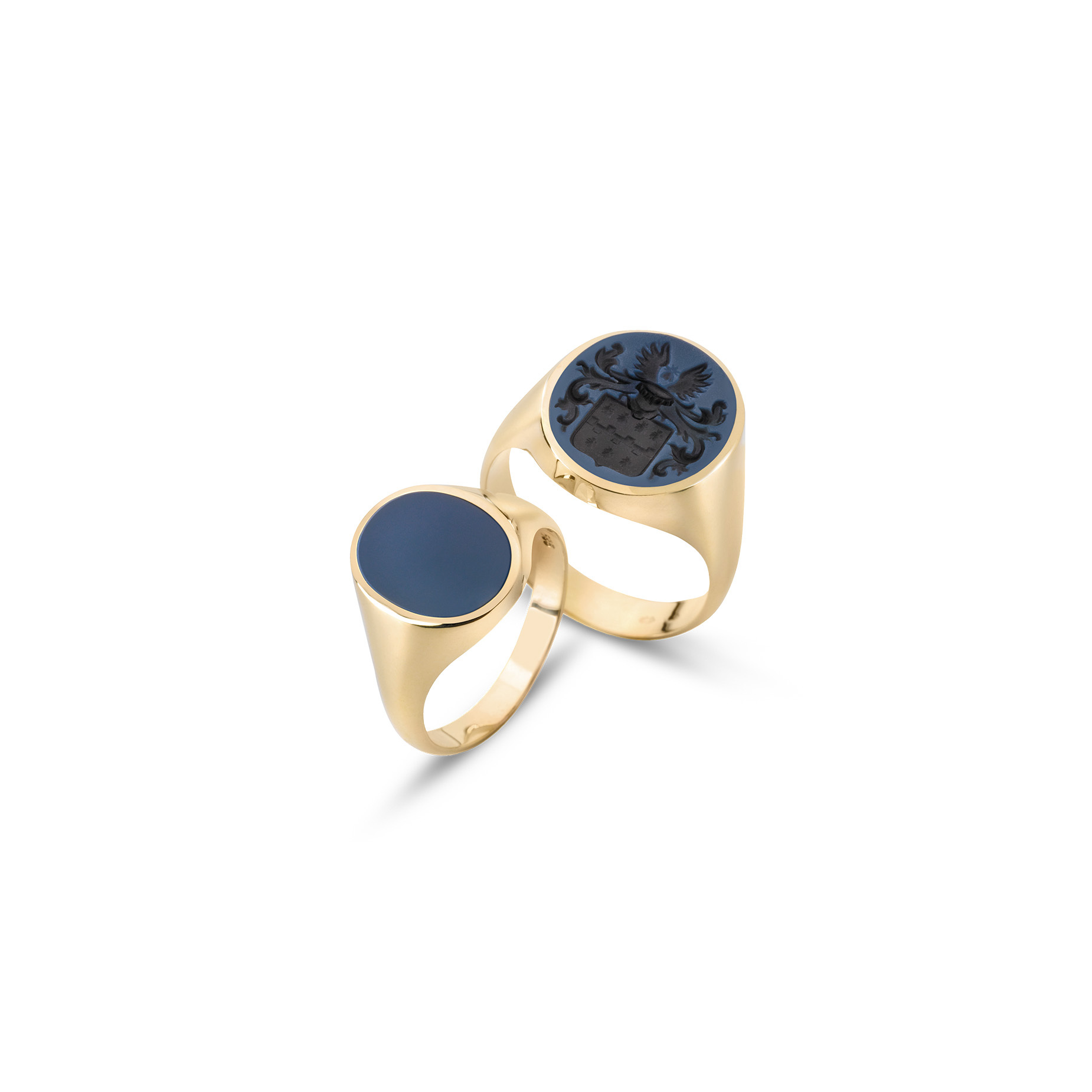 14 krt dames zegelring met blauw lagensteen 