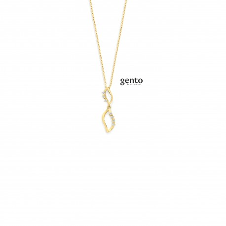 Ketting verguld zilver met zirconium