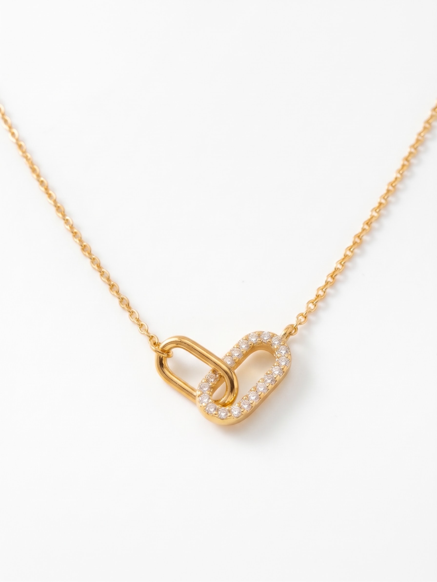 Ketting verguld zilver met hanger en zirconium