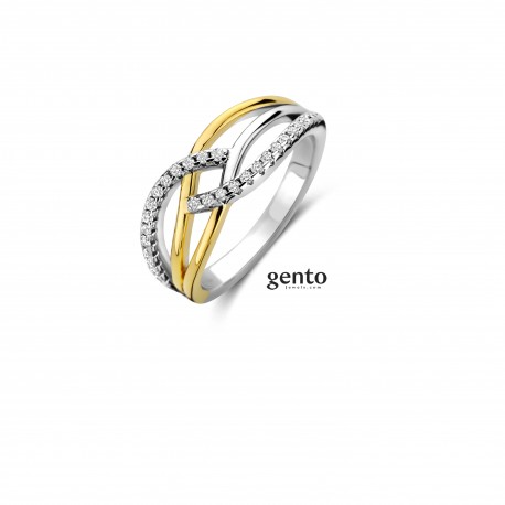 Ring verguld zilver 925 gento jewels collectie met zirconium