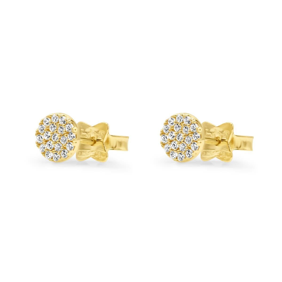 Oorringen 18 kt ronde schijfjes met zirconia