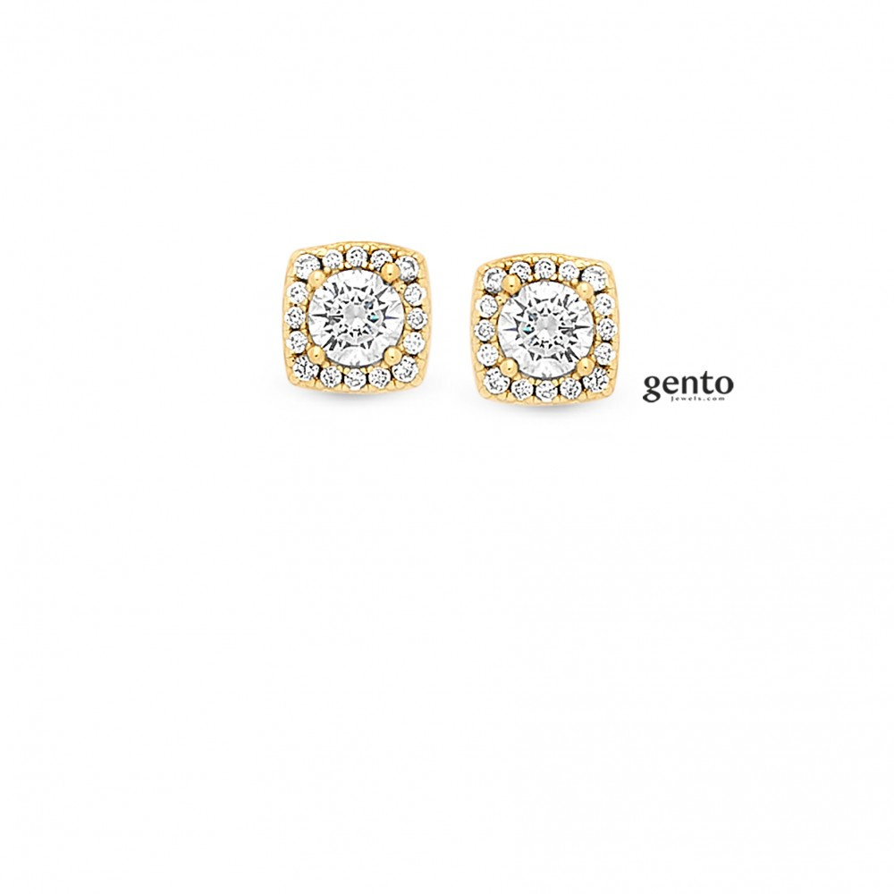 Oorbellen verguld zilver met zirconium van het merk gento jewels