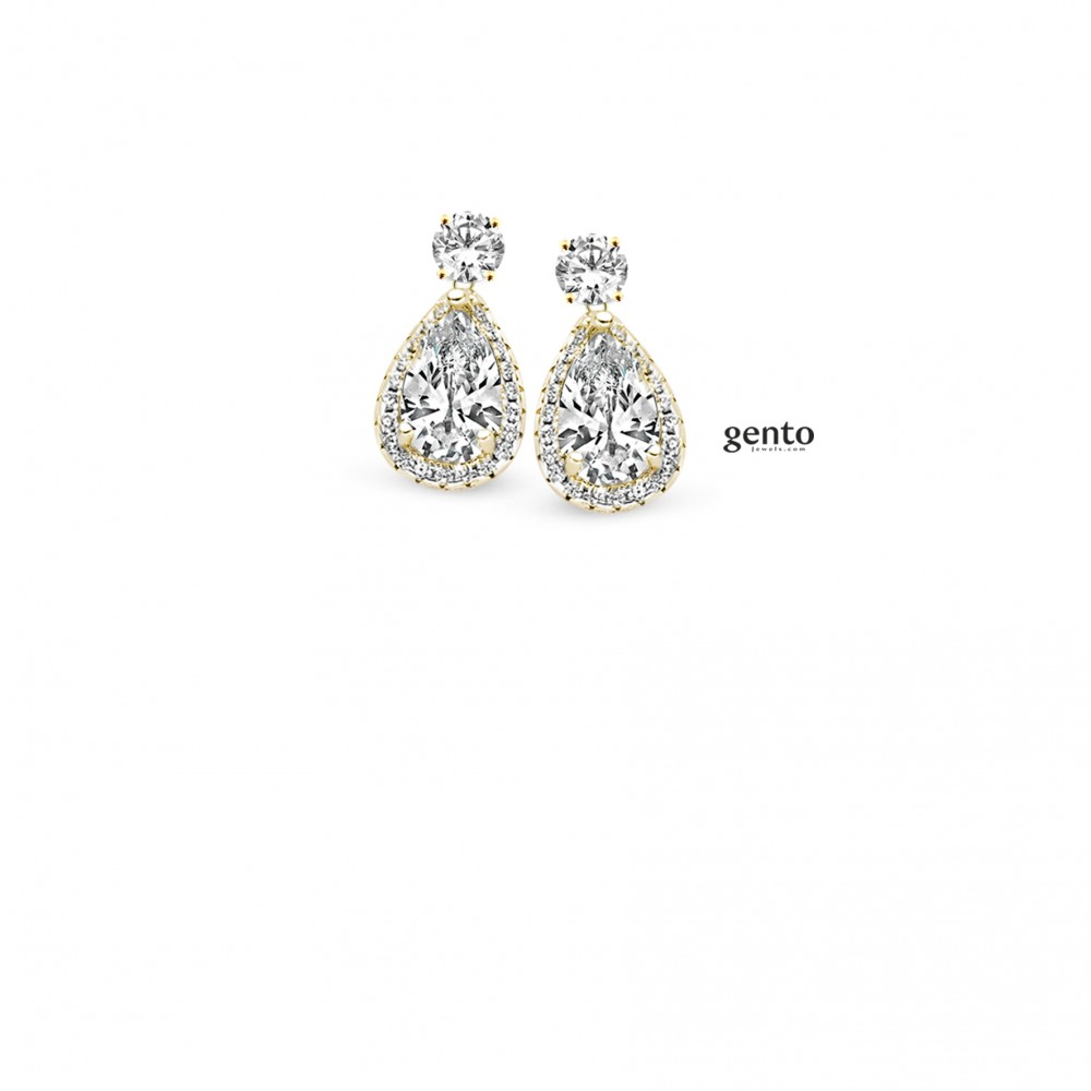oorbellen verguld zilver mer zirconium gento jewels