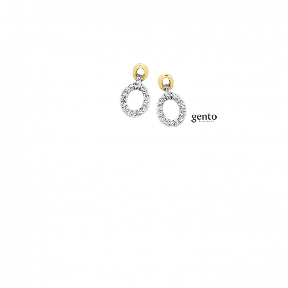 Oorbellen kleine slinger verguld zilver 925 met zirconium 