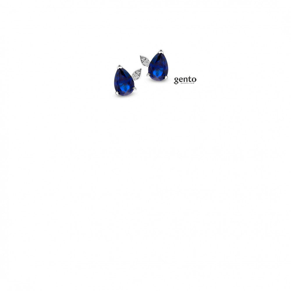 oorbellen zilver zirconium blauwe steen 