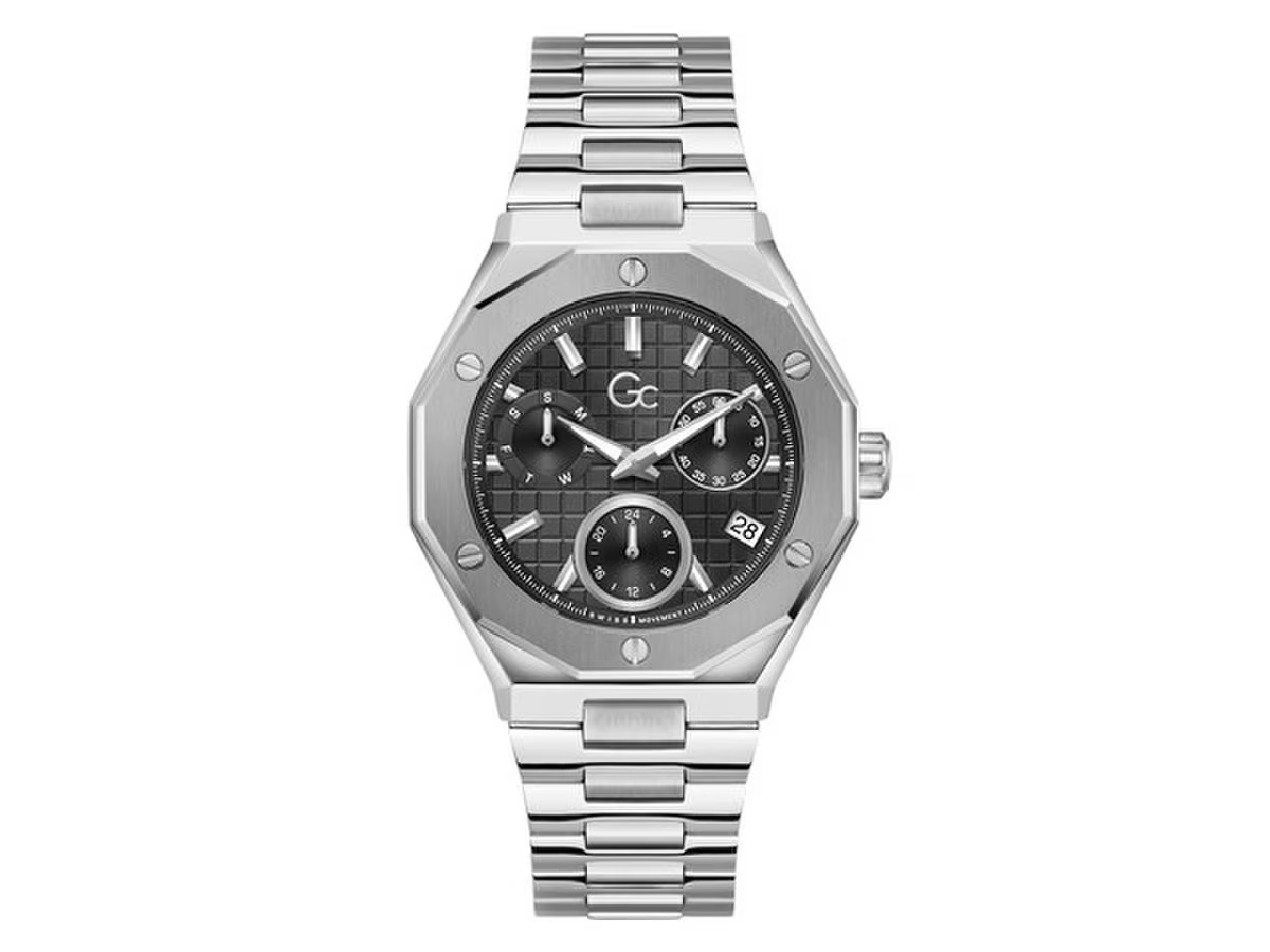 GC heren pols horloge staal met stalen band model Z89001G2. 10 ATM waterdicht.
